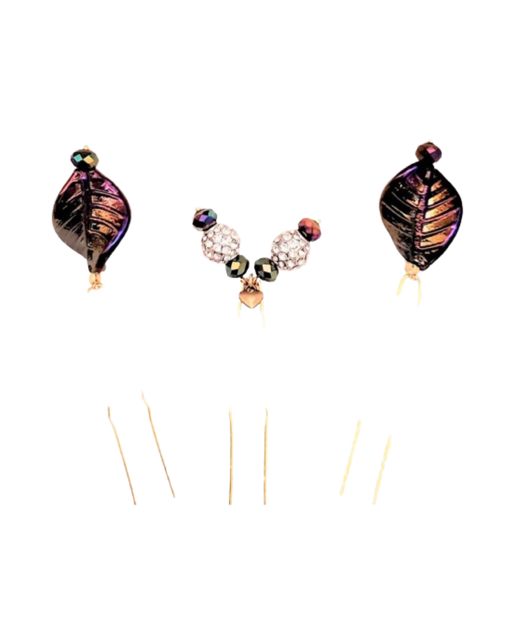 DP-152  FALL/COLORFUL CERAMICS LEAVES W/GLASS DIAMONDS BEADS