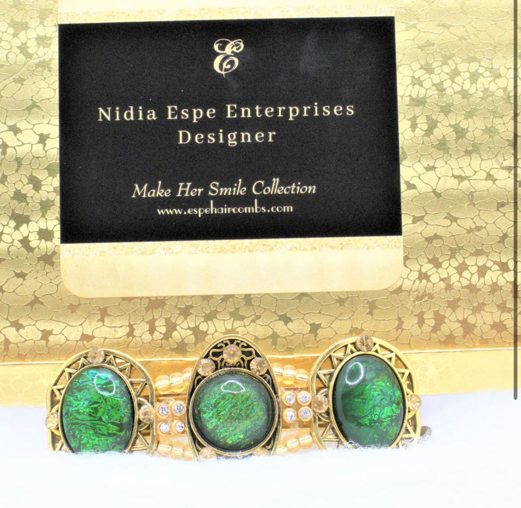 DP-196 GOLDEN  FOREST 2 | GREEN BEADS - GOLDEN BEADS - GOLDEN METAL