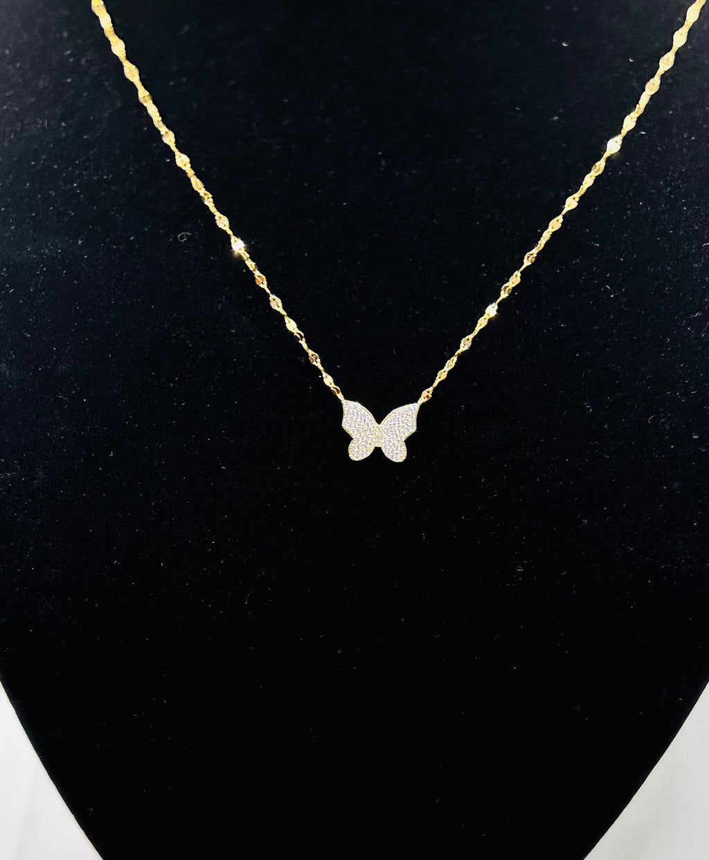 DP-305 Guiliana | Sterling Silver Gold Plated CZ Butterfly Necklace 925