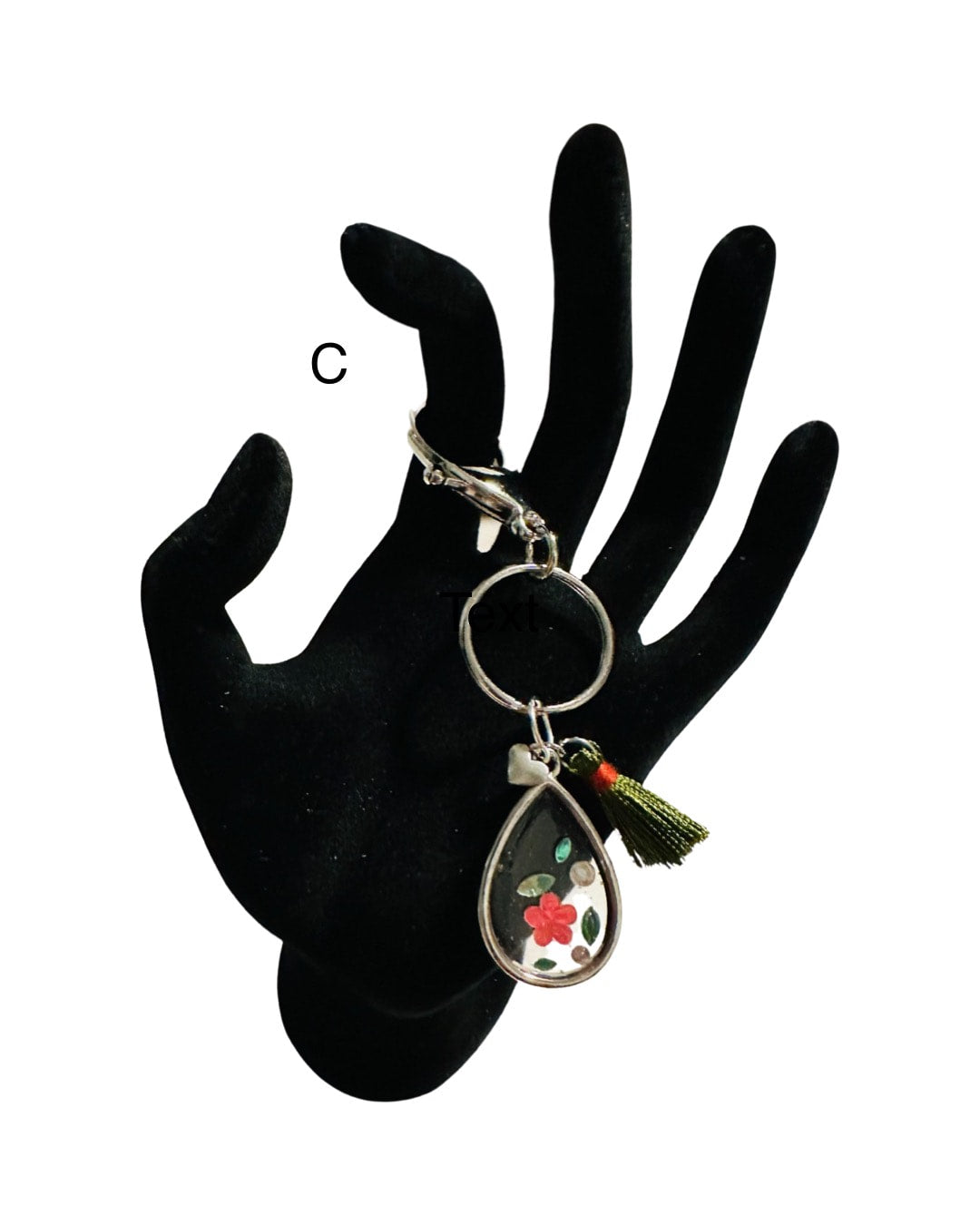 DP-271   SOUVENIR | SMALL(CHICO) KEYRING MADE WITH COLORFUL BEADS, GLITTER, SEQUENCES AND RESIN IN SILVER METAL