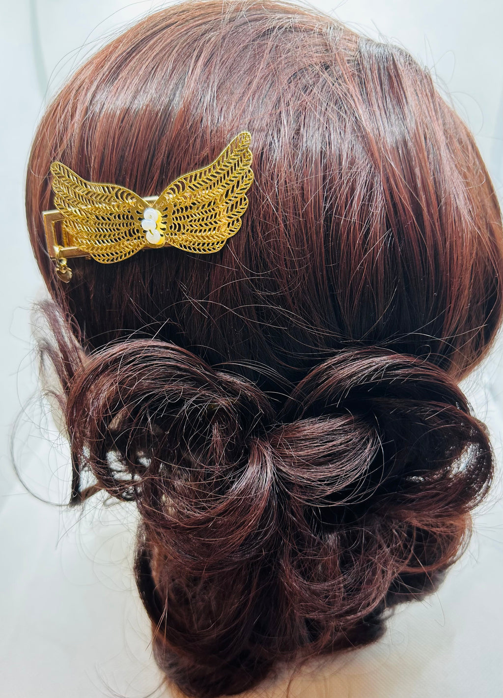 DP-273 WINGS | GOLDEN FILIGREE ANGEL WINGS WITH TINY WHITE BEADS IN GOLD METAL