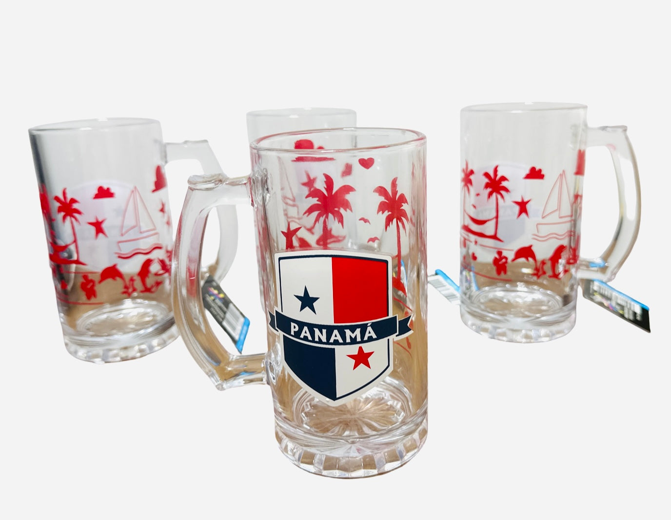 DP-330 PANAMÁ SOUVENIR/ STRONG GLASS PITCHERS WITH THE PANAMANIAM FLAG LOGO