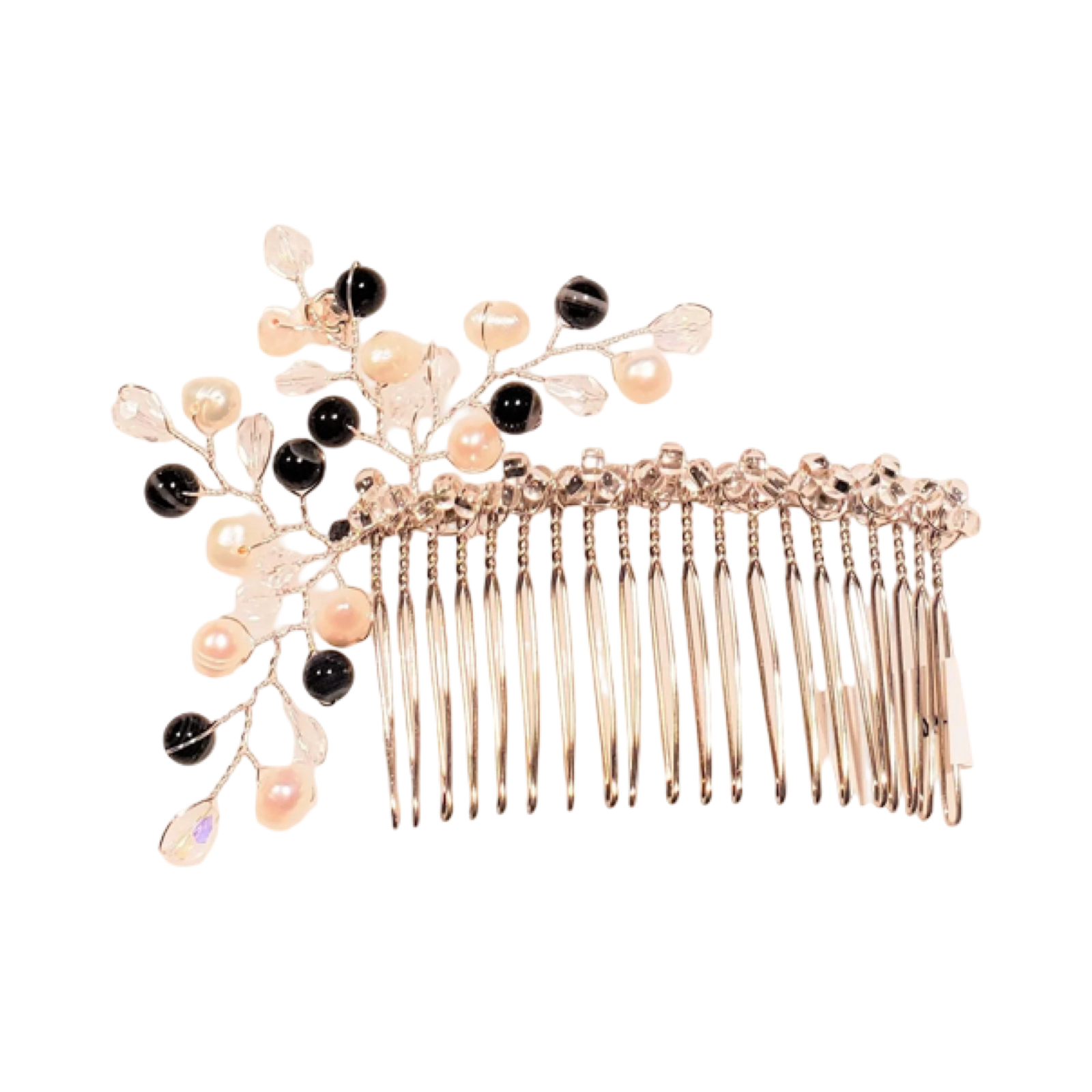 DP-42  ESPERANZA/BLACK GLASS BEADS-GLASS WHITE PEARLS-GLASS BEADS