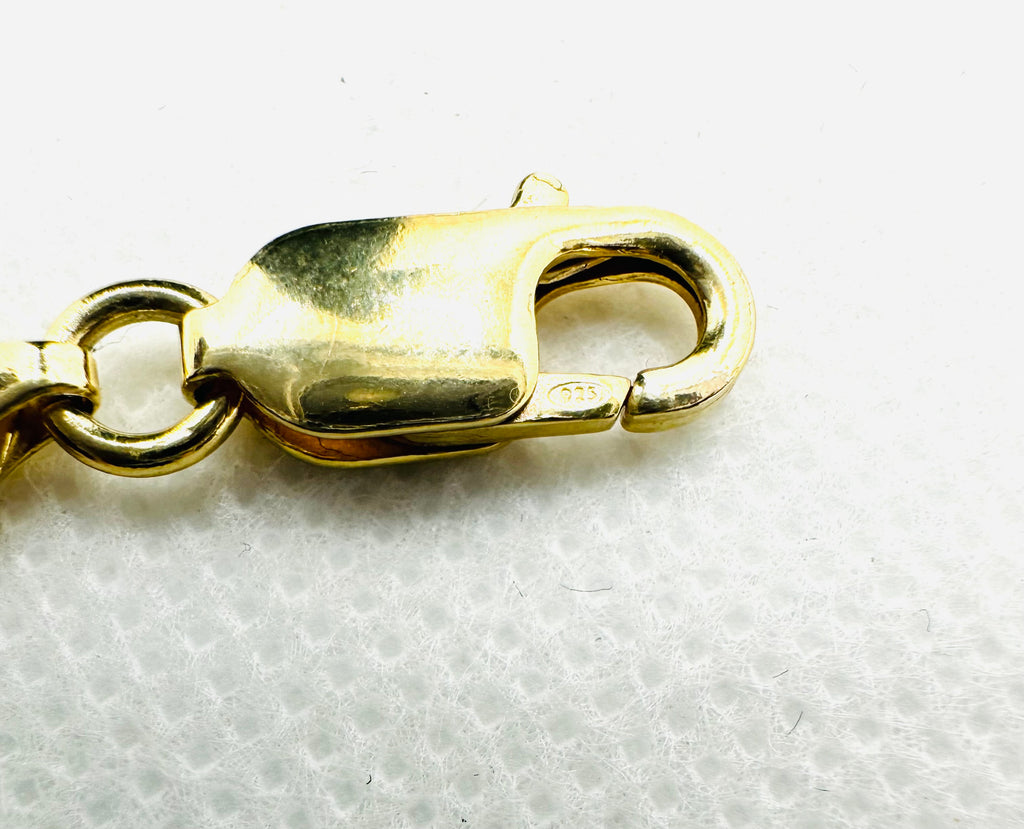 DP-267  Men's Bird's-Eye Interlocking Link Bracelet in 14k Gold-plated Sterling Silver 8" (10mm) 925 Italy