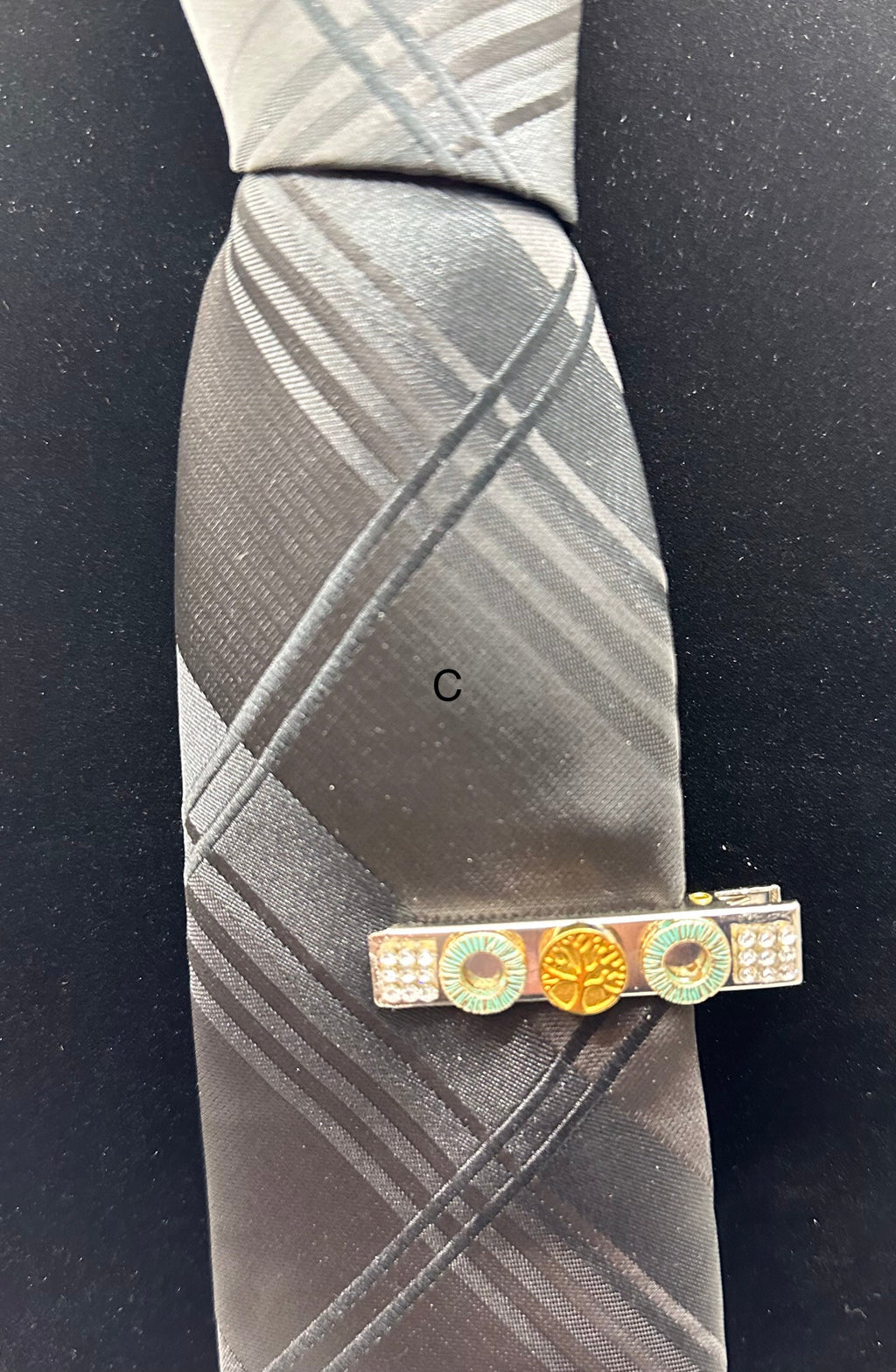 DP-275 MEN TIE CLIPS | GOLD, SILVER, BRONZE, BLACK BEADS AND SHINY STONES