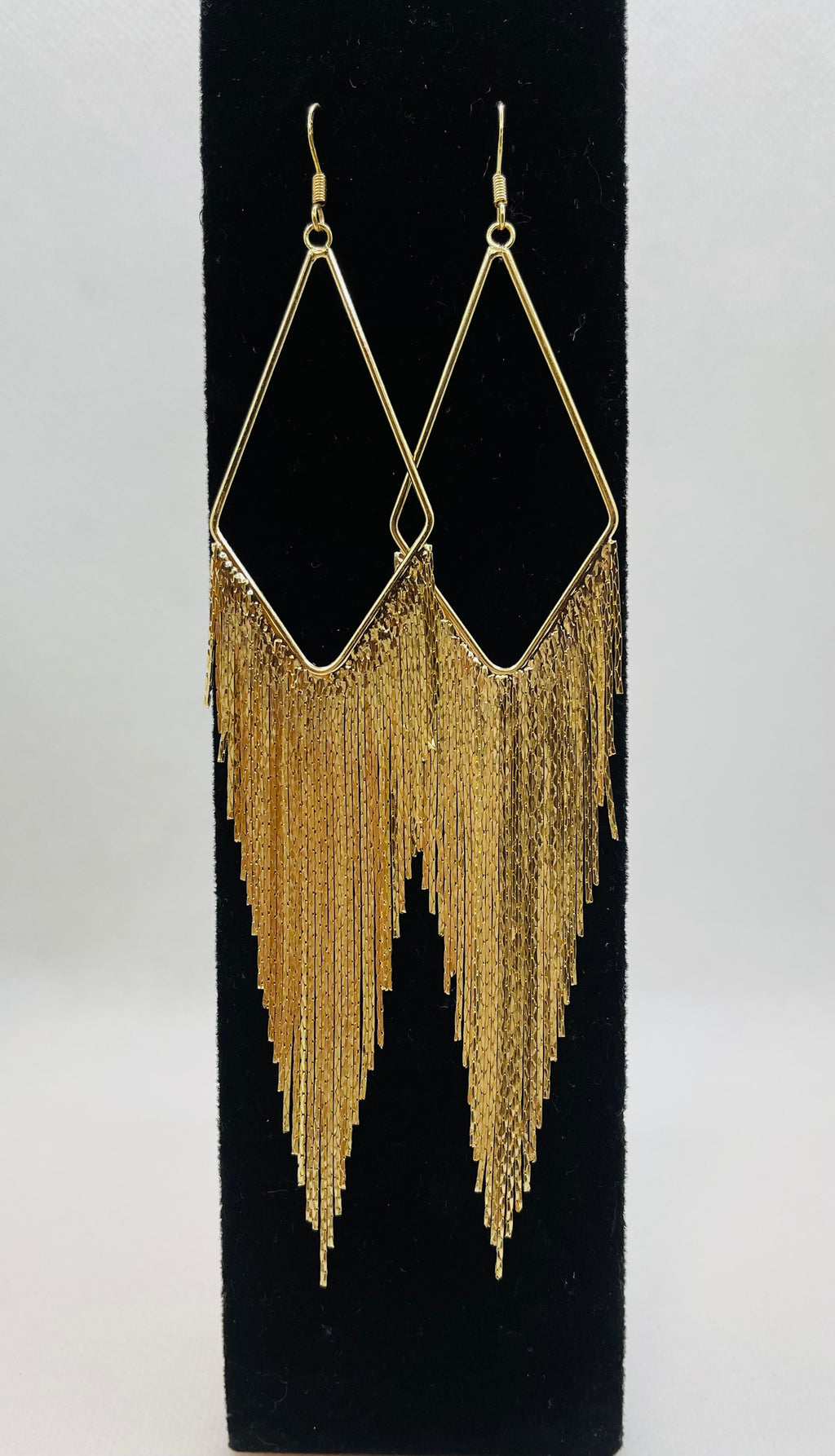 DP-251  Metallic Fringe/ SS Tassel Gold Plated Earrings 925