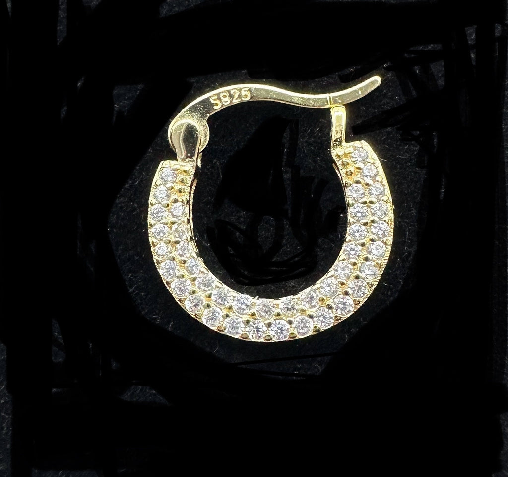 DP-286 Junior Jewels Kids Small gold plated sterling silver hoop 925 with shiny stones