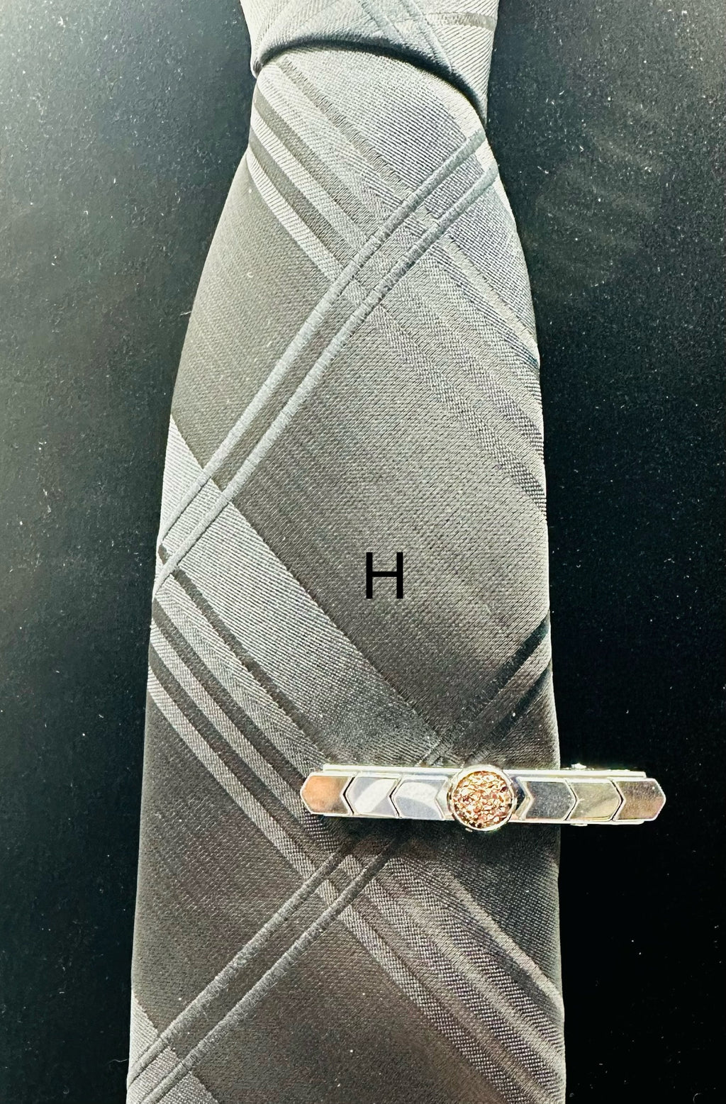 DP-275 MEN TIE CLIPS | GOLD, SILVER, BRONZE, BLACK BEADS AND SHINY STONES