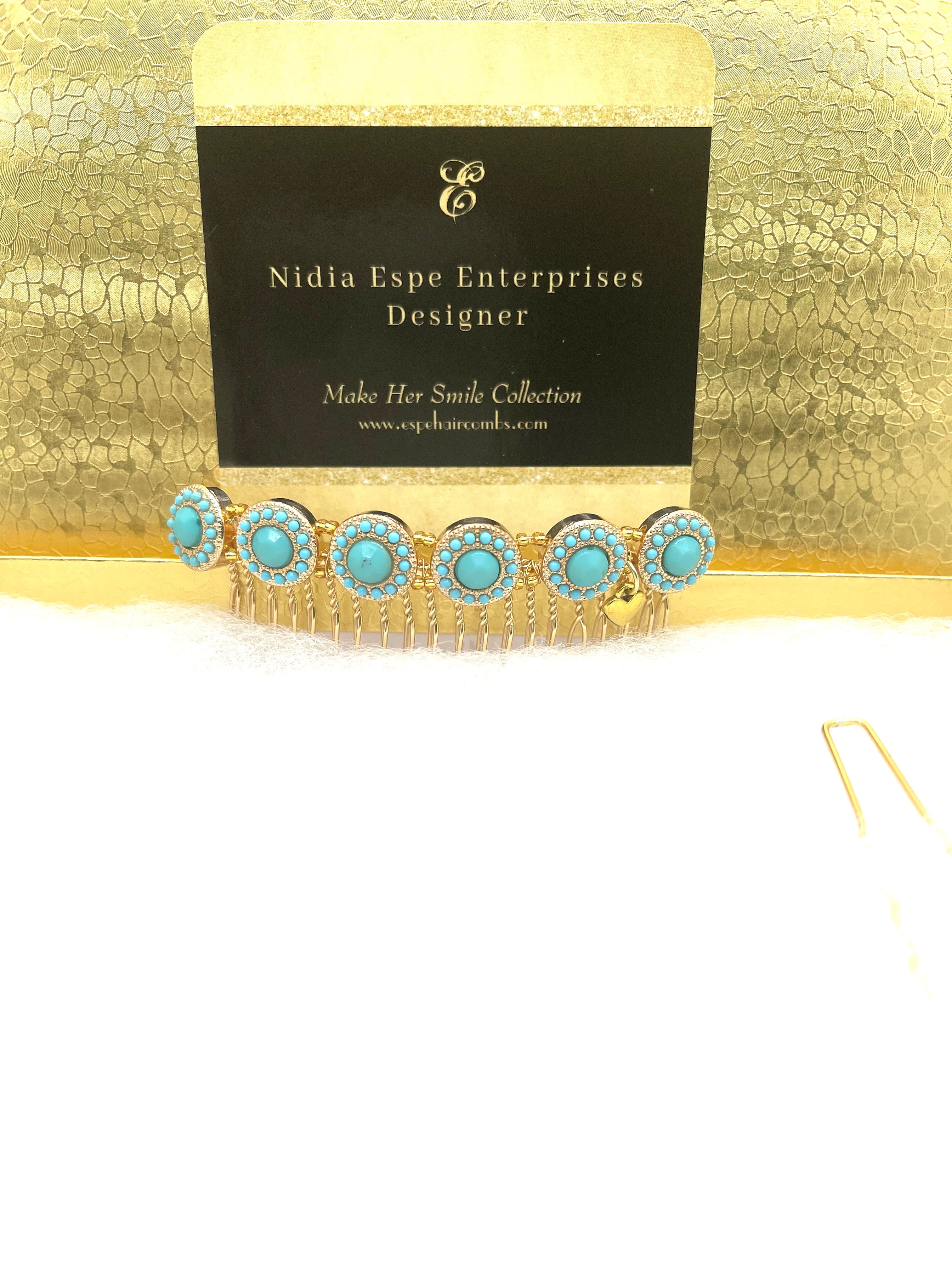 DP-261 OCEAN MARINA/ TURQUOISE COLOR STONE IN GOLD METAL.