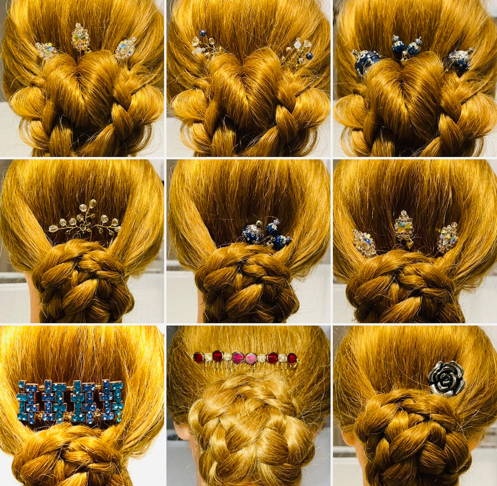 DP-135  MAGNOLIA / SILVER PLATED ACRYLIC FLOWERS W/BLACK DETAIL