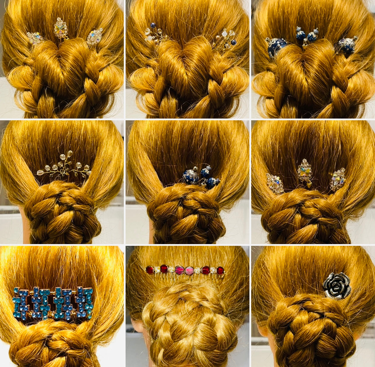 DP-135  MAGNOLIA / SILVER PLATED ACRYLIC FLOWERS W/BLACK DETAIL