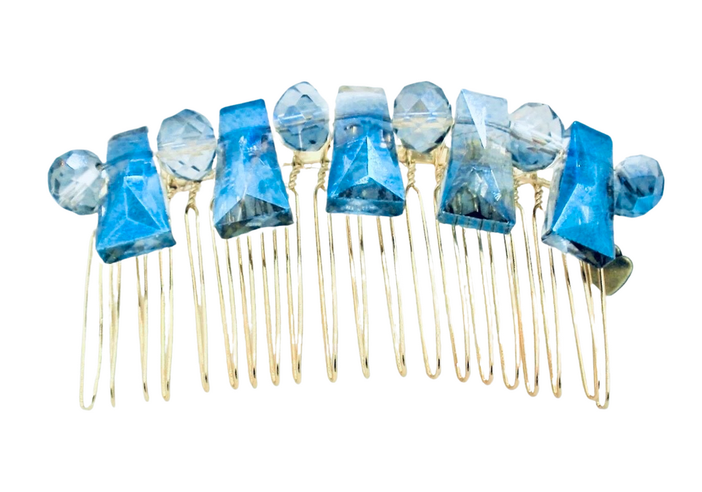 DP-199  MEGA | BLUE GLASS STONES WITH BLUE ROUND BEADS