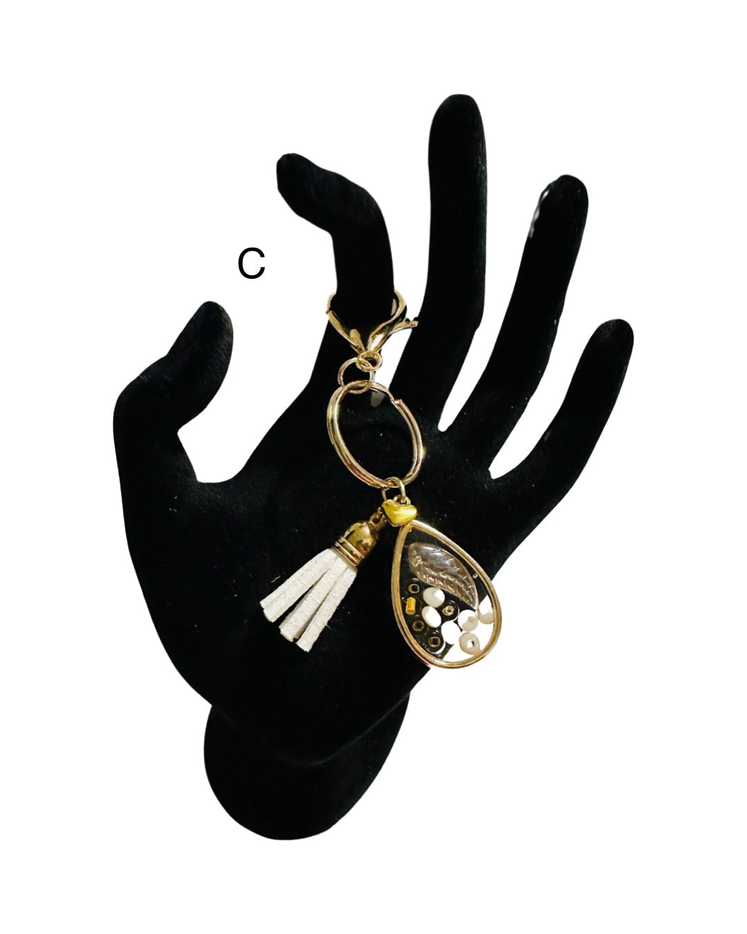 DP-272 SOUVENIR 2| SMALL(CHICO)KEYRING MADE WITH COLORFUL BEADS, GLITTER, SEQUENCES AND RESIN IN GOLD METAL