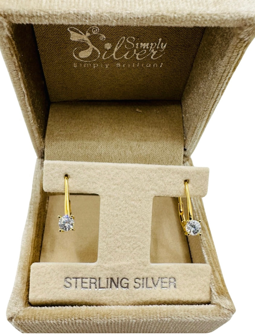 DP-302  Simply Silver Simply Brilliant | Sterling Silver Gold Plated Round 4MM 925