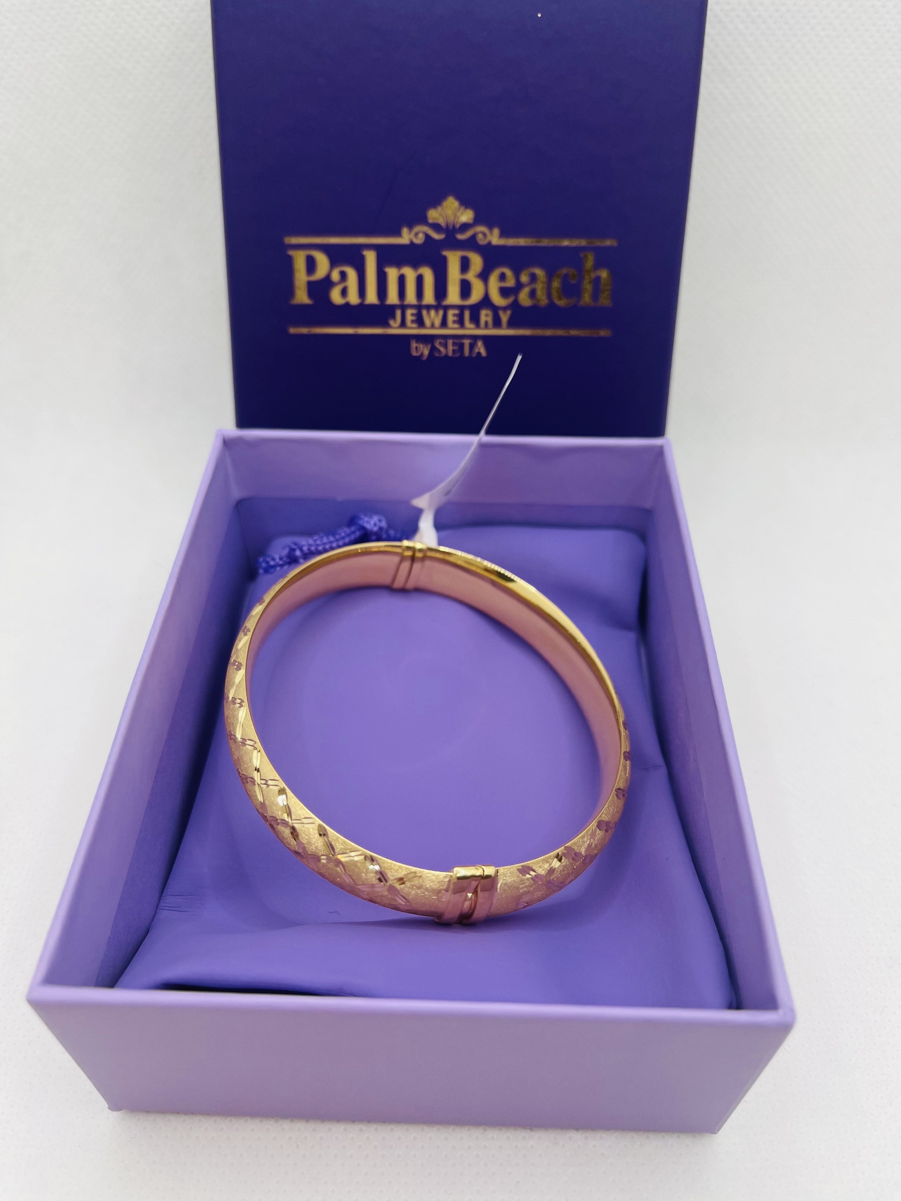 DP-258 Diamond Cut Bangle Bracelet 18K Gold Plated Sterling Silver 7.75 " 925