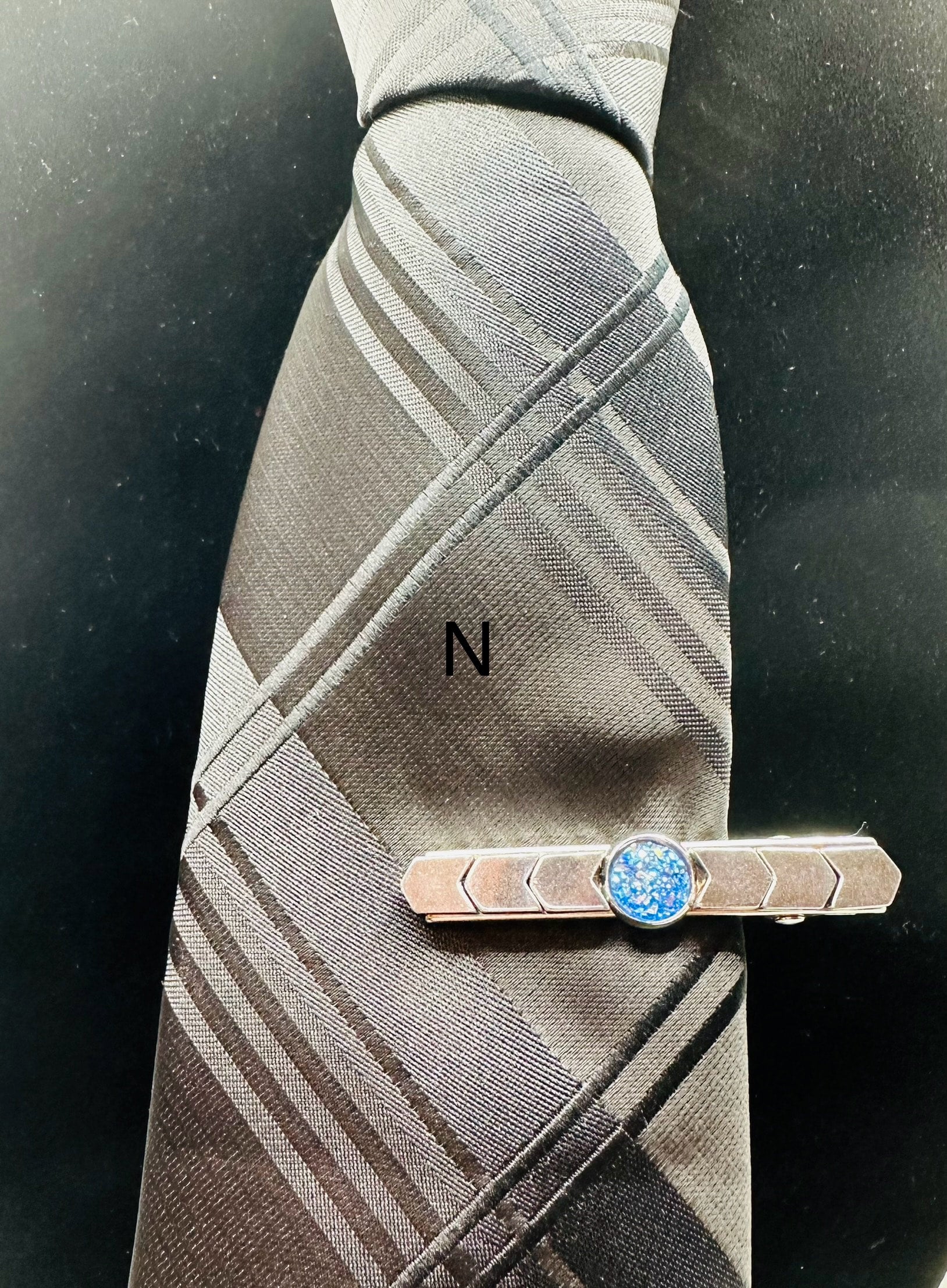 DP-275 MEN TIE CLIPS | GOLD, SILVER, BRONZE, BLACK BEADS AND SHINY STONES