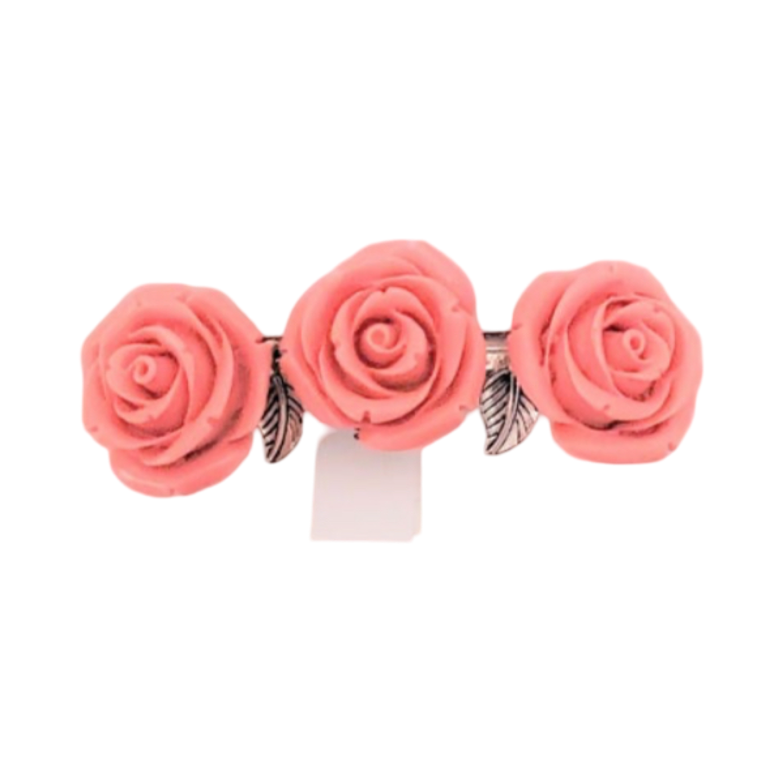 DP-140  SPRING/ PINK FLOWER BEADS WITH METAL SILVER LEAVES