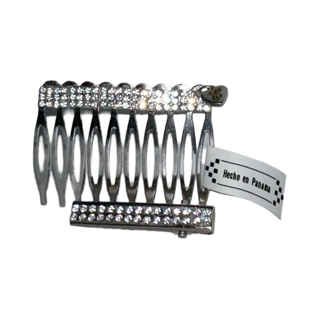 DP-327 TYRA/ A MEDIUM HAIRCOMB AND A TIE CLIP WITH CRYSTAL GLASS DIAMOND “MADE IN PANAMA”