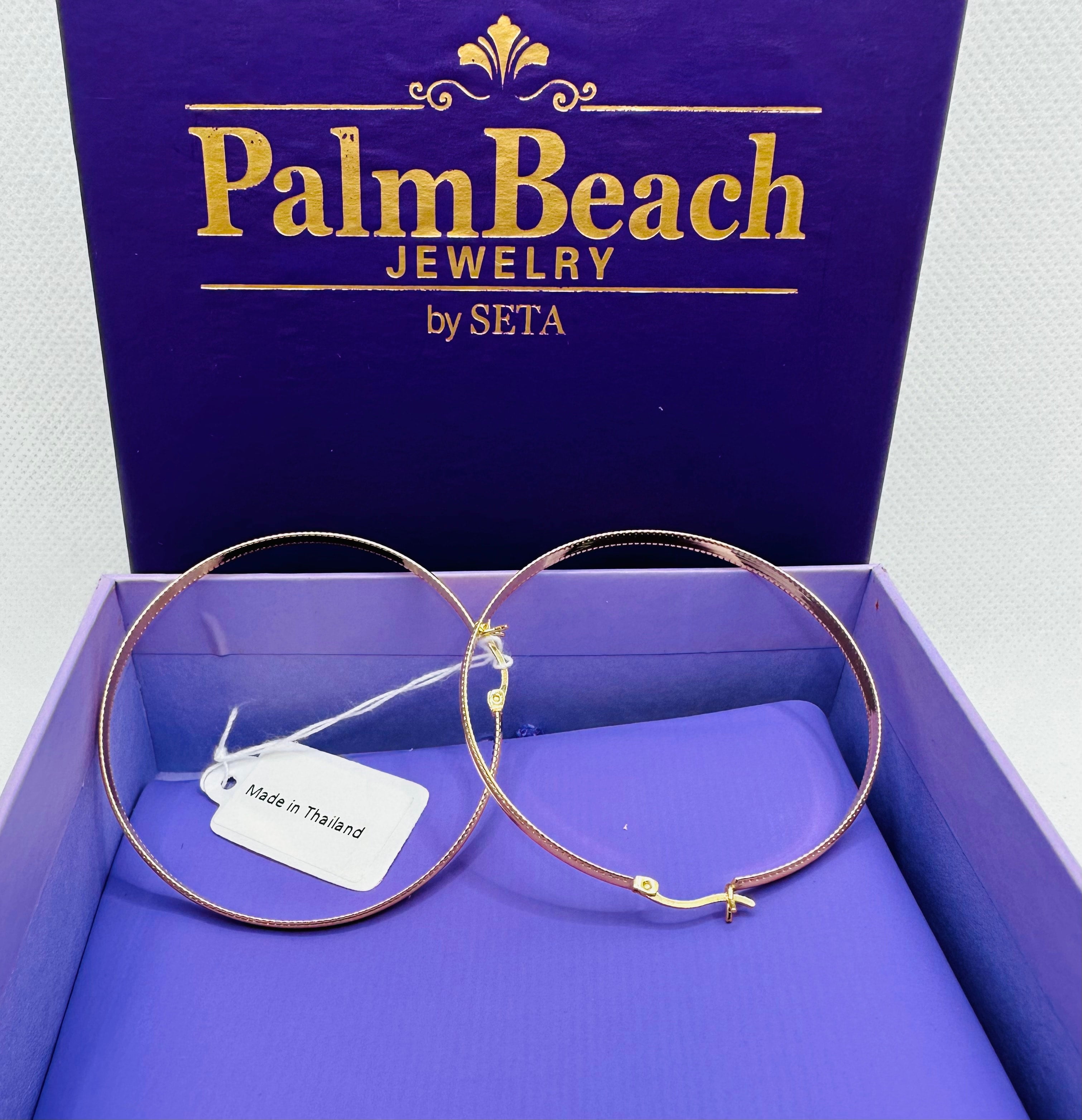 DP-264  Diamond Cut Beaded High Polished Hoops 18k Gold Plated Sterling Silver 2” Diameter 925