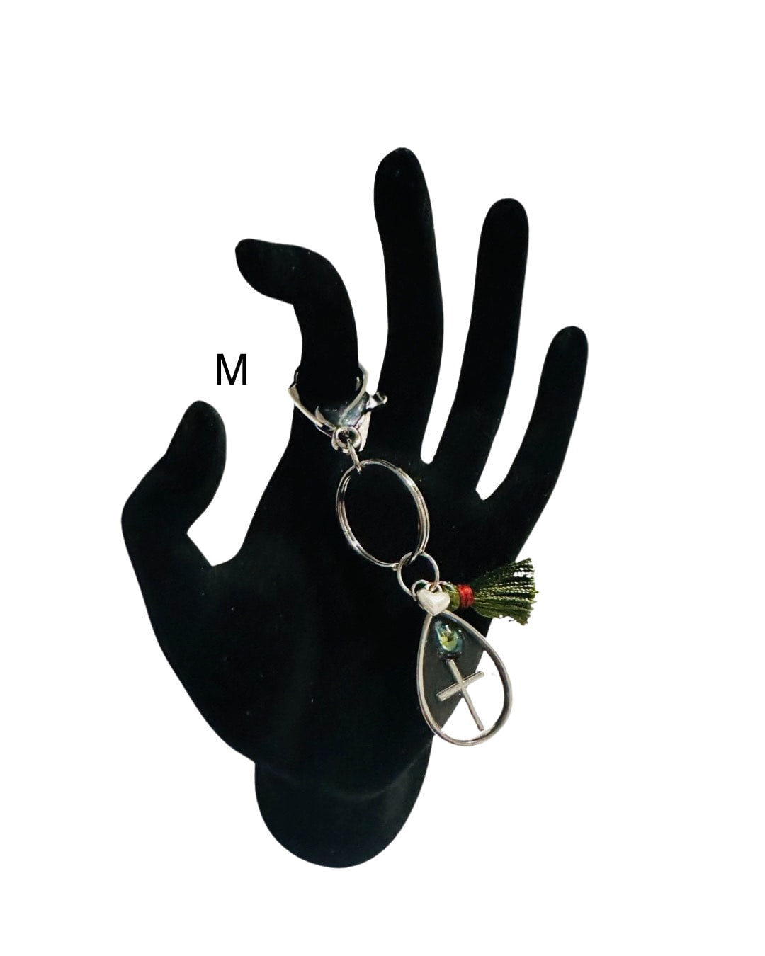 DP-271   SOUVENIR | SMALL(CHICO) KEYRING MADE WITH COLORFUL BEADS, GLITTER, SEQUENCES AND RESIN IN SILVER METAL