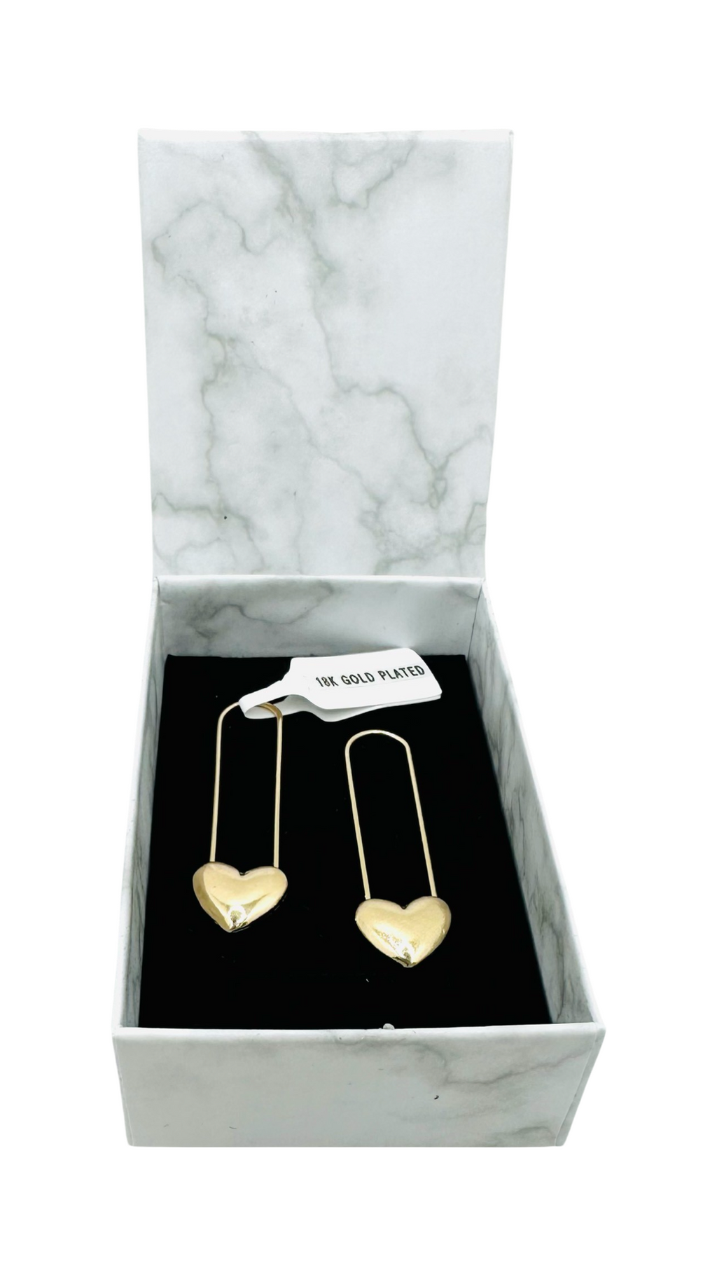 DP-297 18K Gold Plated Earrings Heart Safety Pins Nickel Free