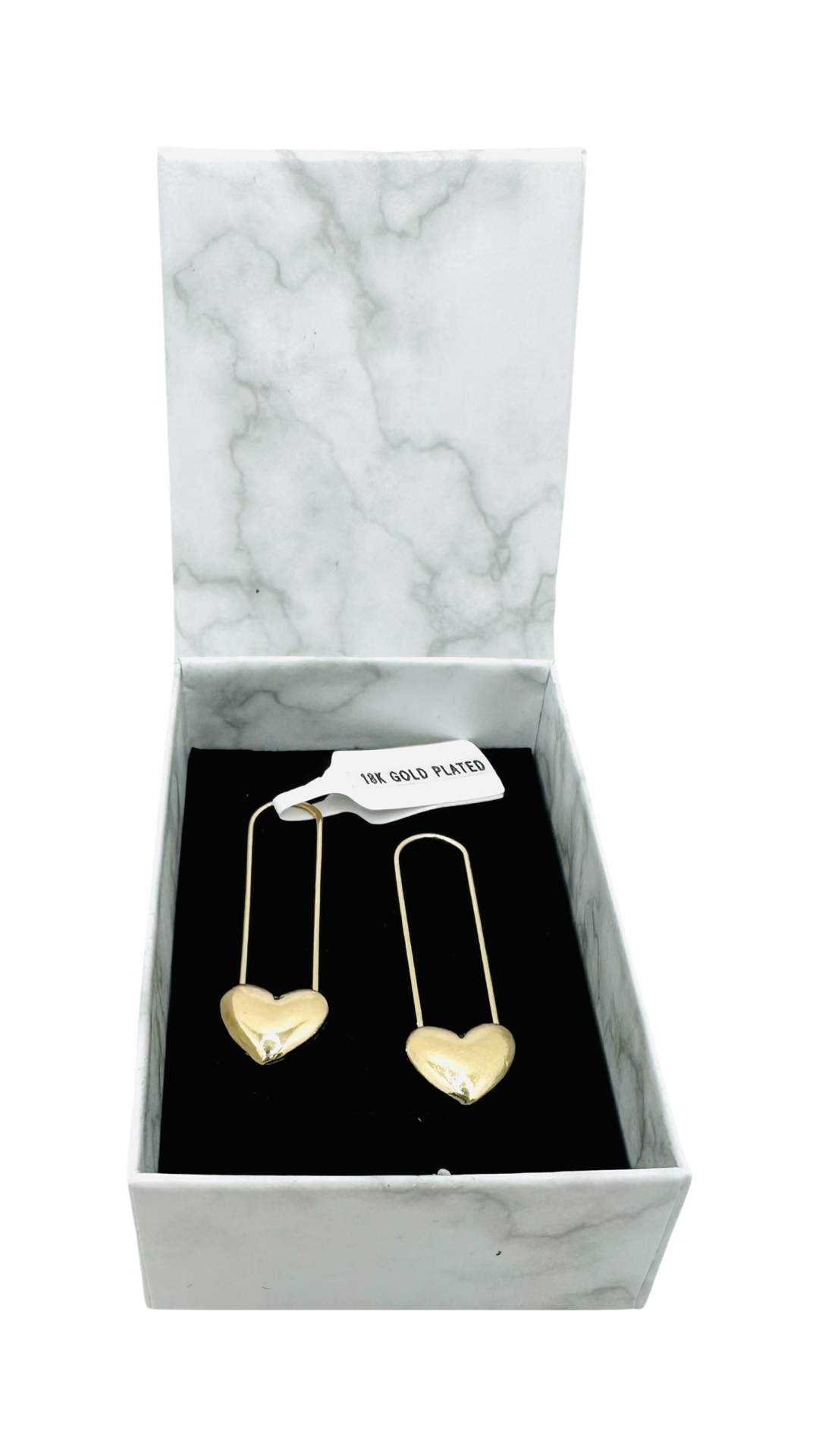 DP-297 18K Gold Plated Earrings Heart Safety Pins Nickel Free