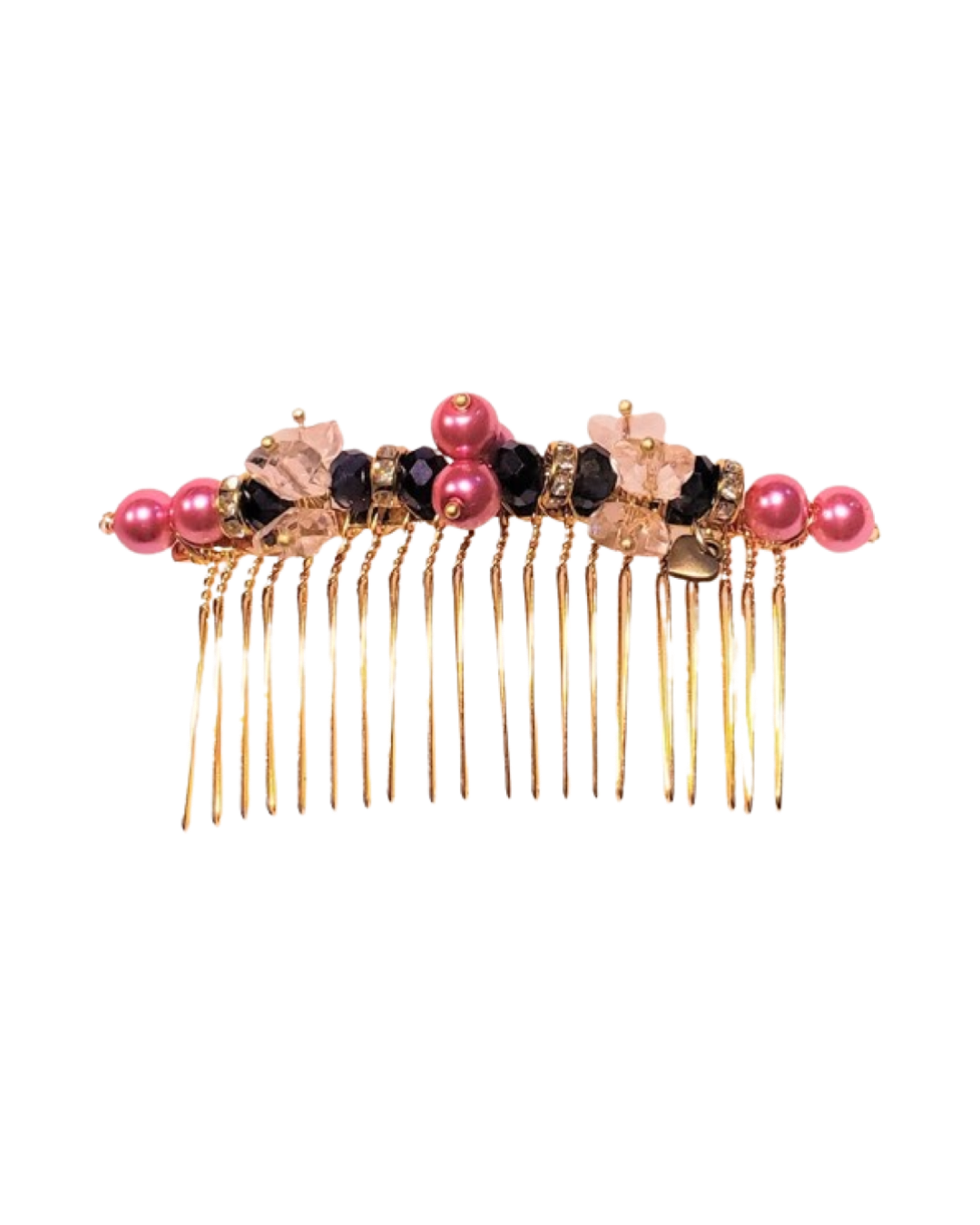 DP-97  PINK BUTTERFLIES/PINK GLASS PEARLS-PURPLE GLASS BEADS-PINK GLASS BUTTERFLIES