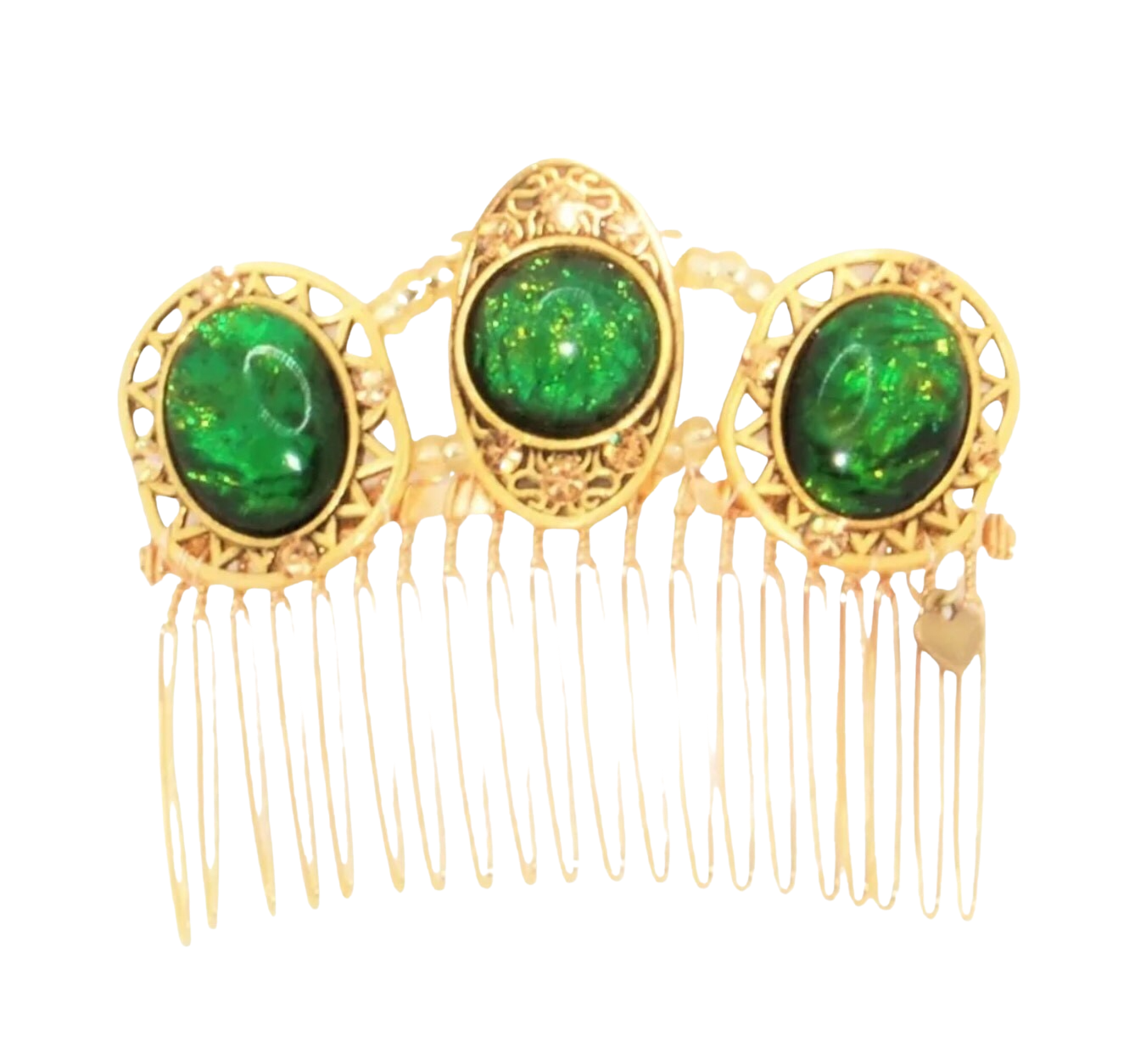 DP-184  GOLDEN FOREST | GREEN BEADS - GOLDEN BEADS- GOLD METAL