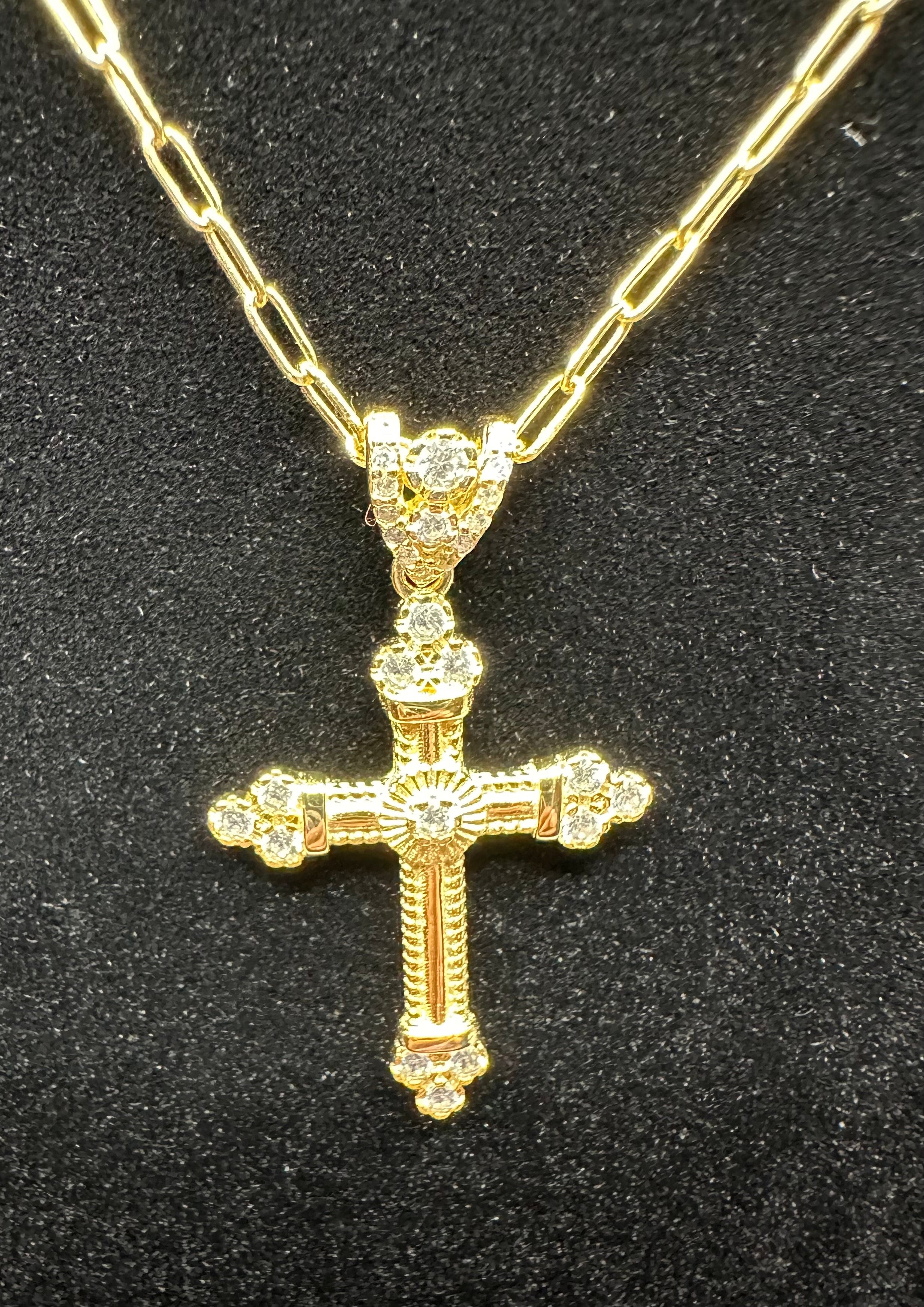 DP-280  18” GUILIANA Cross Necklace Gold plated sterling silver 925
