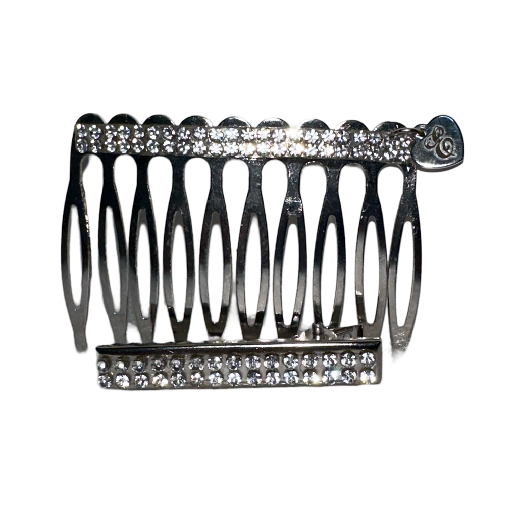 DP-328 TYRA 2/ A MEDIUM HAIRCOMB AND A TIE CLIP WITH CRYSTAL GLASS DIAMOND “MADE IN PANAMA”