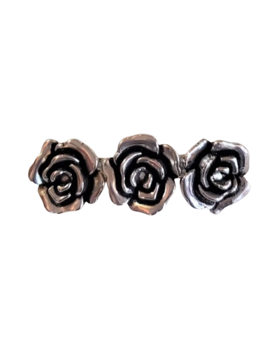 DP-145  MAGNOLIA /SILVER PLATED ACRYLIC FLOWERS W/BLACK 80mm
