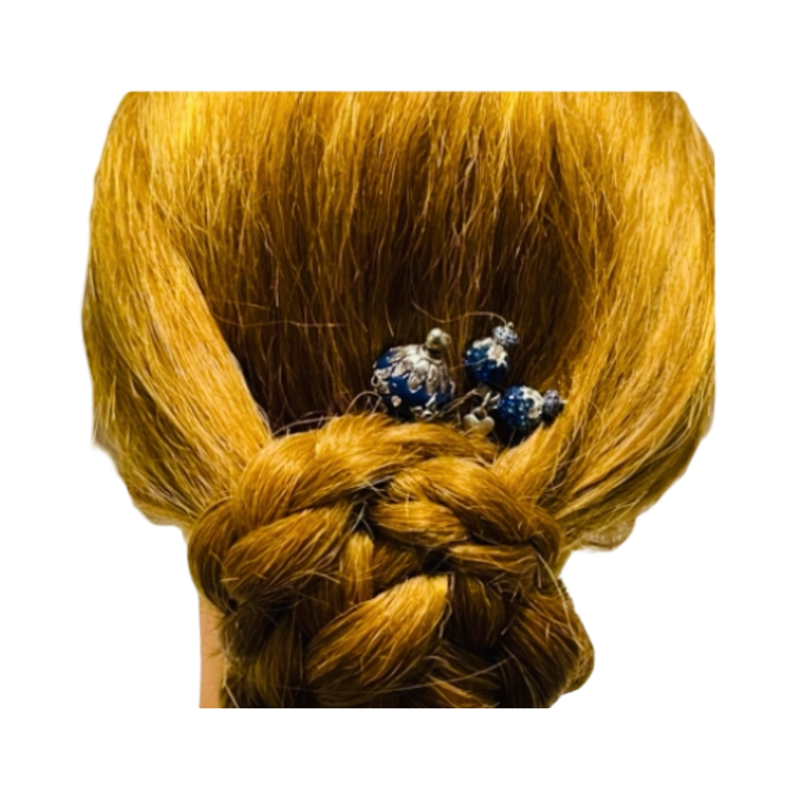 DP-106   ORIENTE 2/BLUE GLASS BEADS-WITH SILVER METAL-GLASS DIAMONDS AND GLASS BLUE DIAMONDS