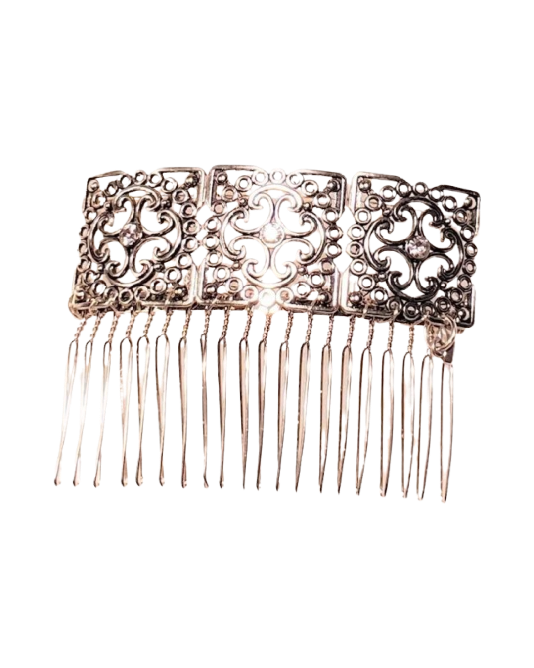 DP-129  FLAMENCO/SILVER METAL SQUARES W/GLASS DIAMONDS