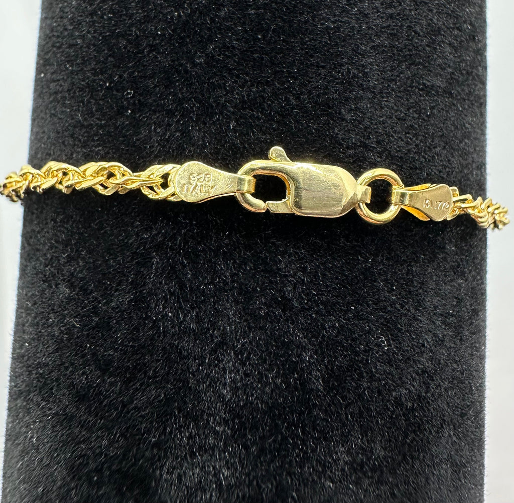 DP-279. 7.5” Twisted Bracelet gold plated sterling silver 925 Made in Italy