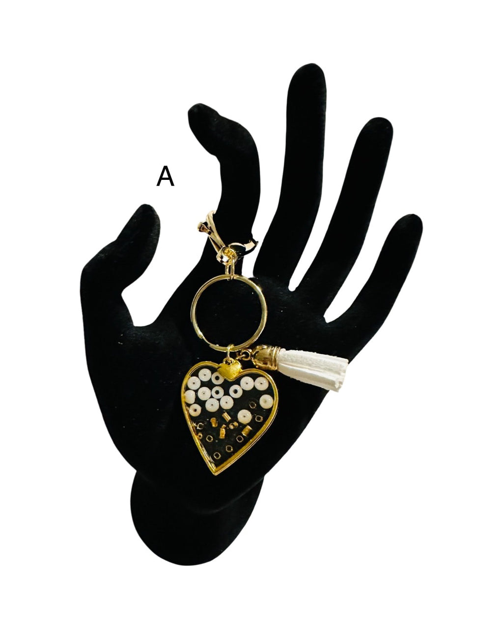 DP-272 SOUVENIR 2| SMALL(CHICO)KEYRING MADE WITH COLORFUL BEADS, GLITTER, SEQUENCES AND RESIN IN GOLD METAL