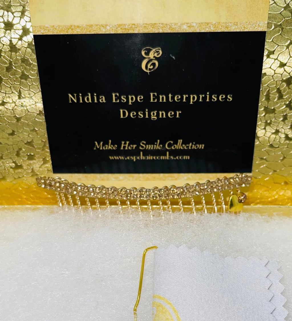 DP-248 DELICATE NOVA | TWO LINES OF TINY BROWN GLASS DIAMONDS IN GOLD METAL