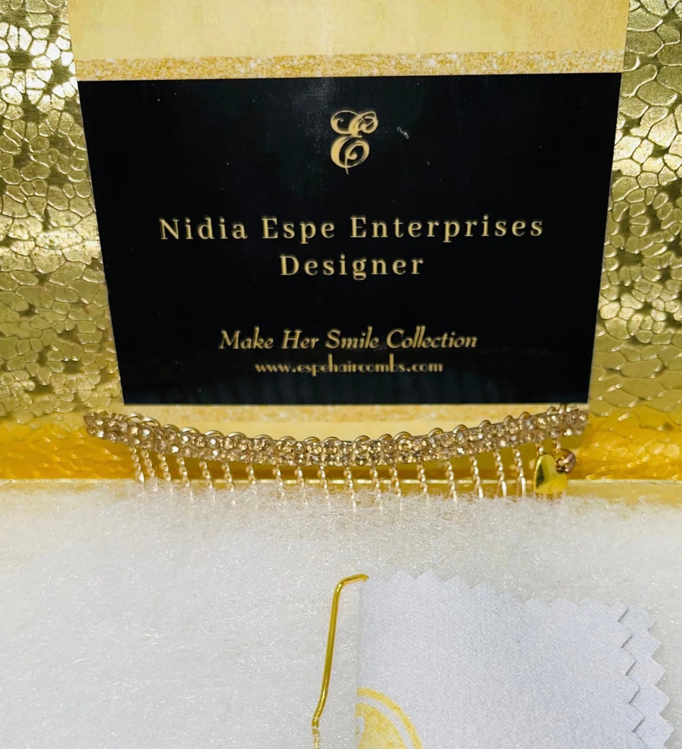 DP-248 DELICATE NOVA | TWO LINES OF TINY BROWN GLASS DIAMONDS IN GOLD METAL