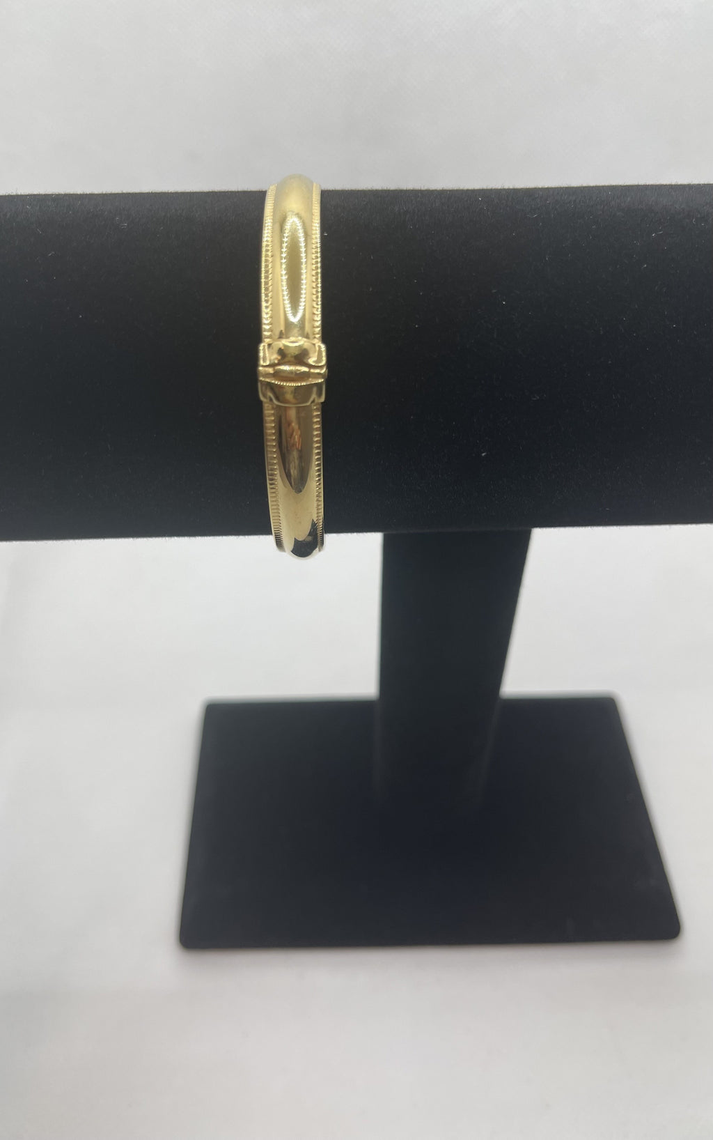 DP-259 Beaded edge Hinged High Polished Bangle Bracelet 18k Gold Plated Sterling Silver 7.5" 925