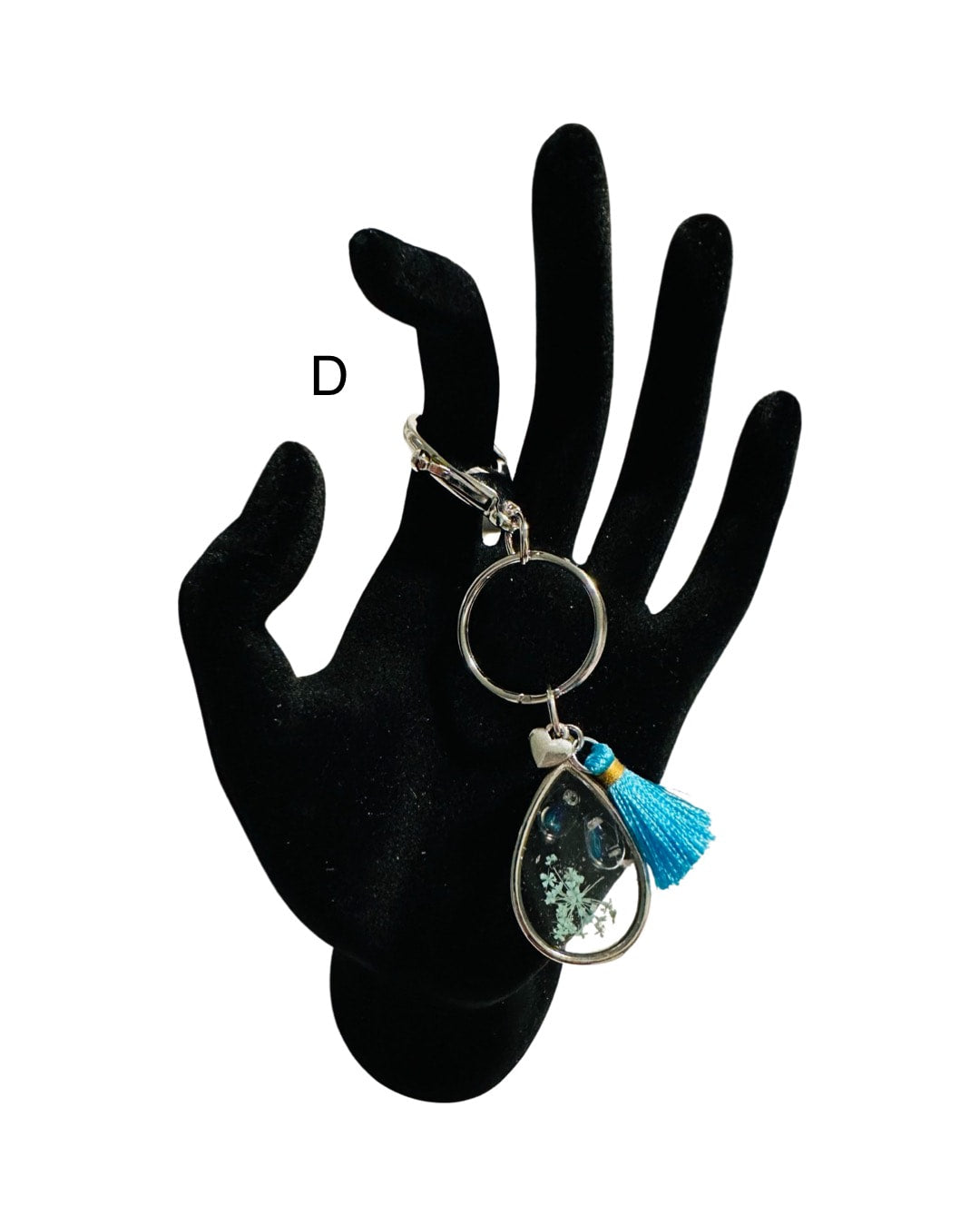 DP-271   SOUVENIR | SMALL(CHICO) KEYRING MADE WITH COLORFUL BEADS, GLITTER, SEQUENCES AND RESIN IN SILVER METAL