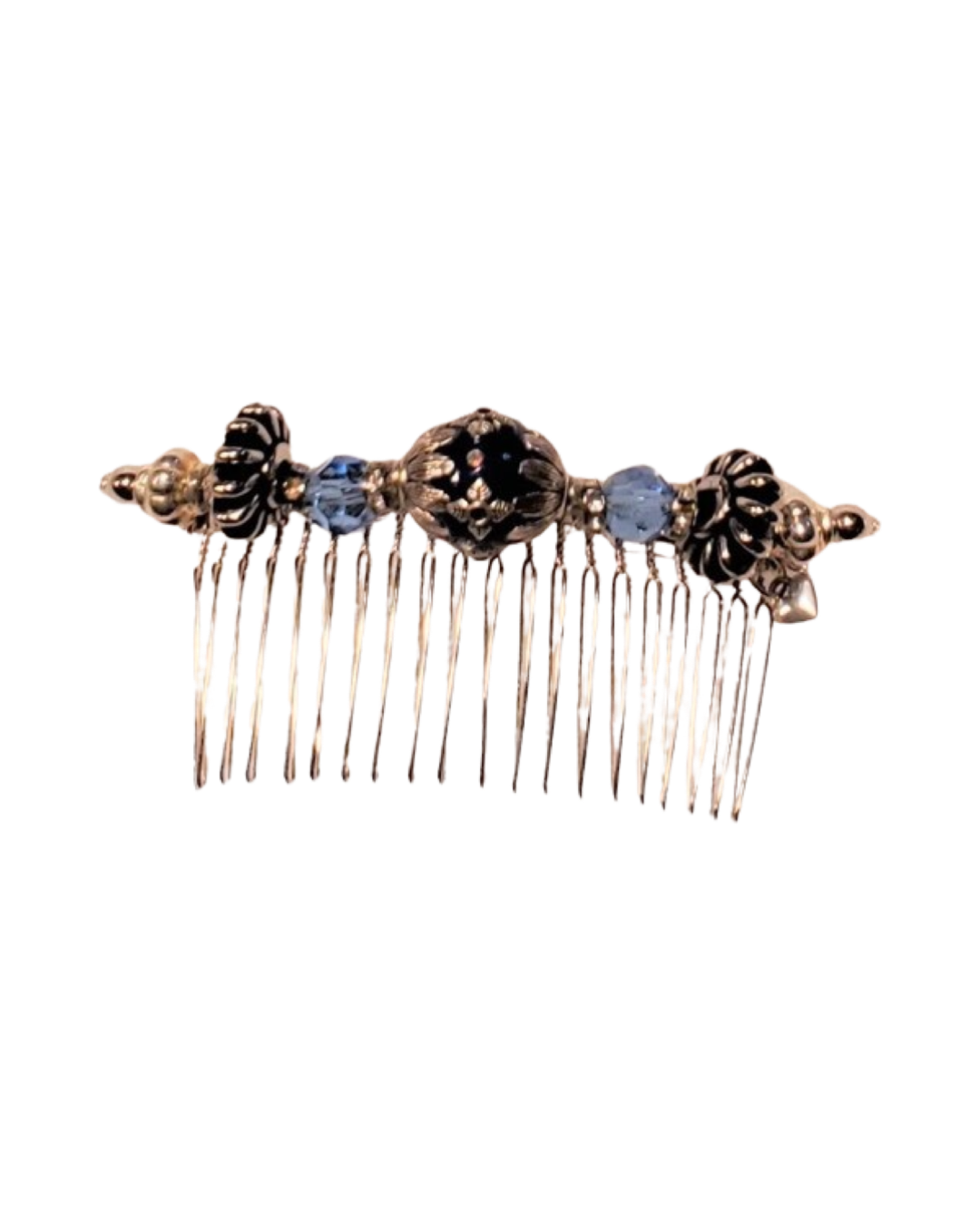 DP-105  ORIENTE/BLUE GLASS BEADS W/SILVER METAL- CLEAR BLUE BEADS GLASS-W/DIAMONDS