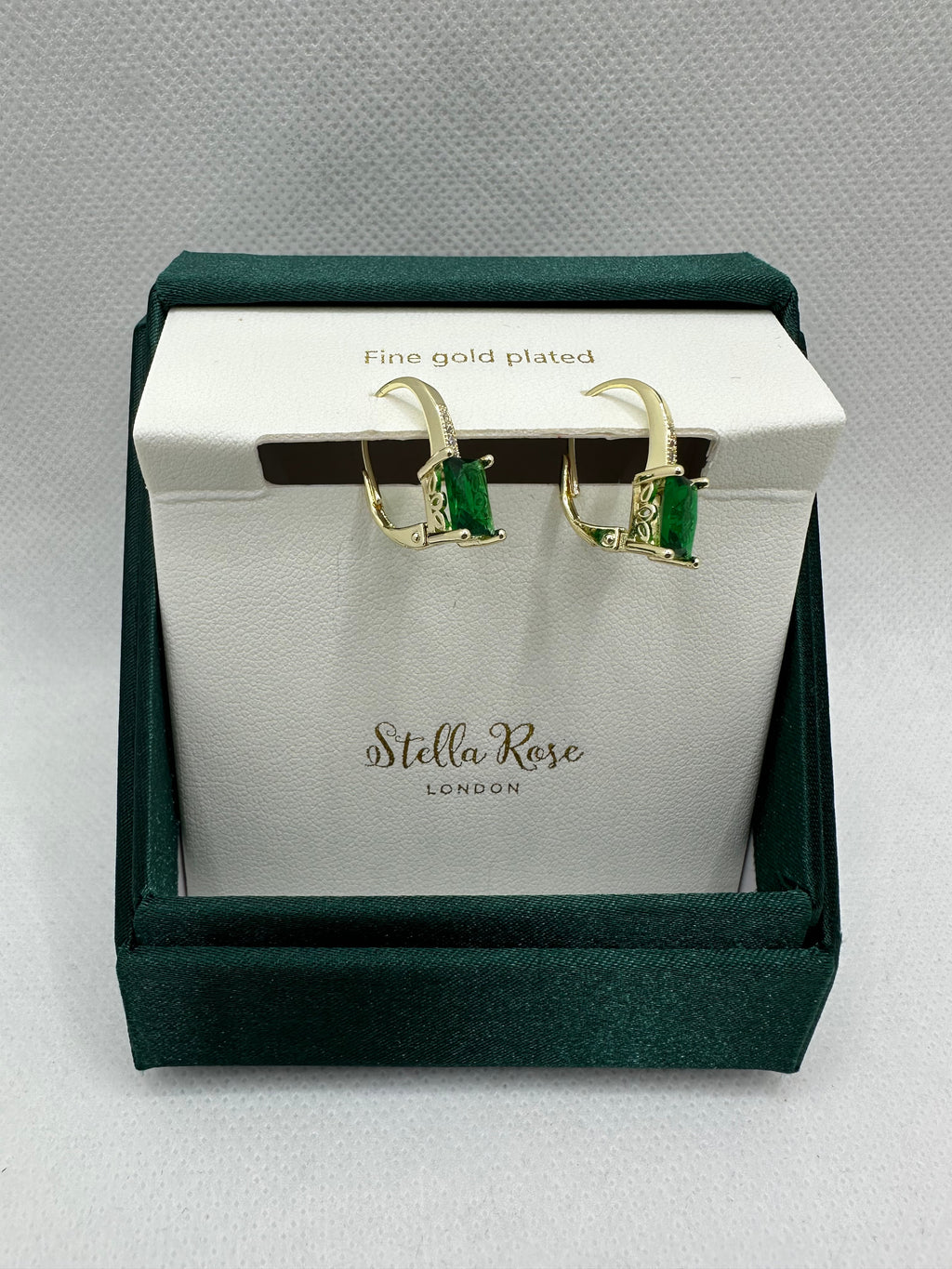 DP-289 Stella Rose London Fine Gold Plated Green CZ earrings