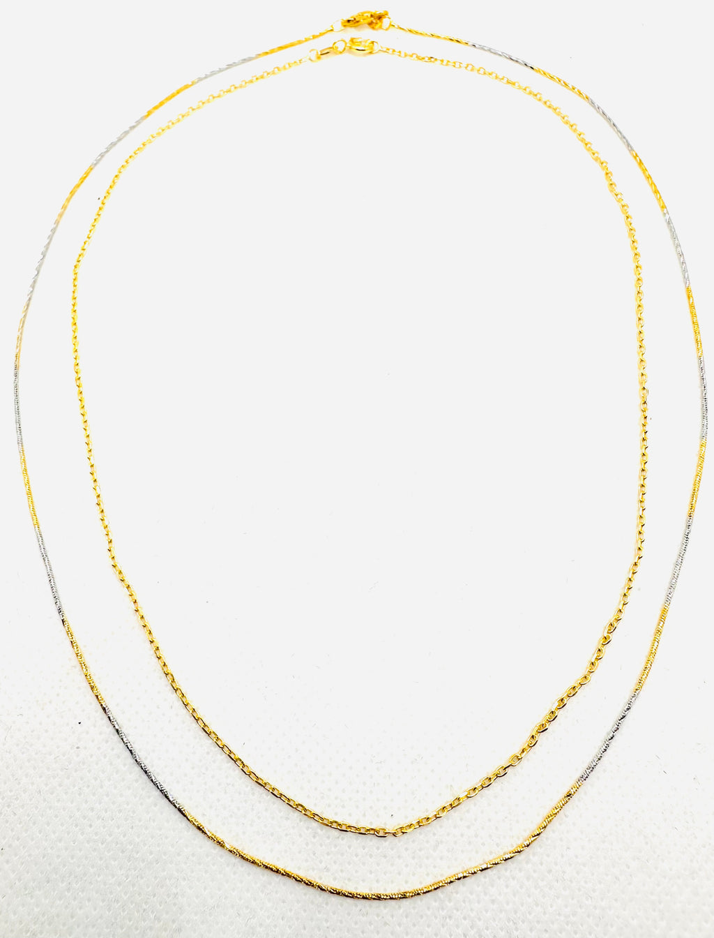 DP-303 Moricci Layering Sterling Silver Gold Plated two tones Necklace 925 Made in Italy