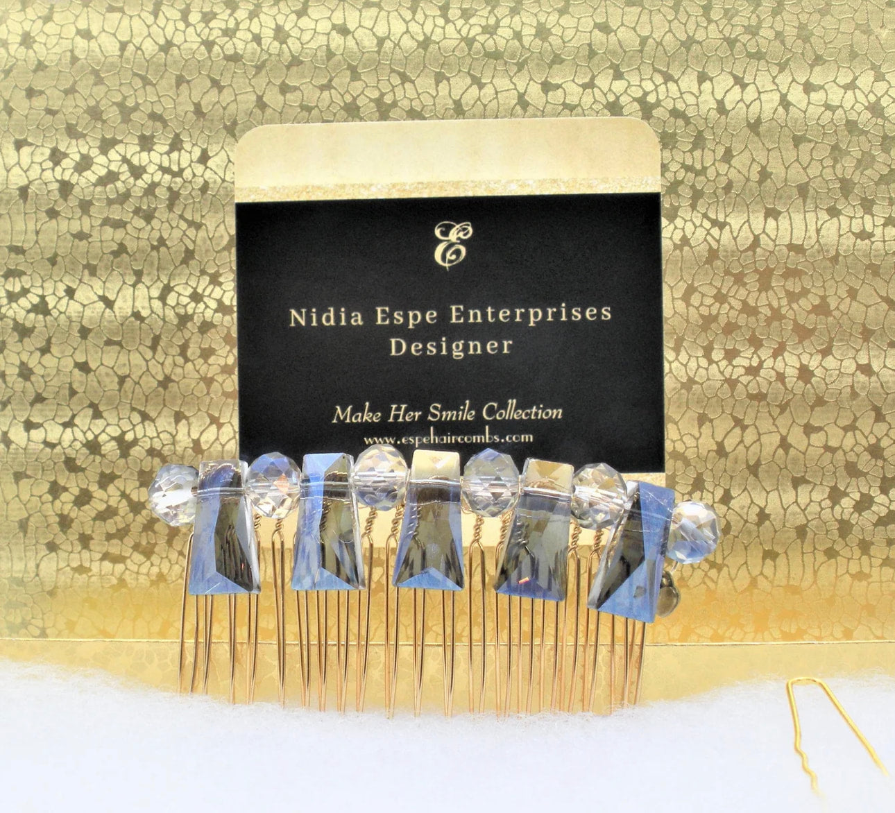 DP-199  MEGA | BLUE GLASS STONES WITH BLUE ROUND BEADS