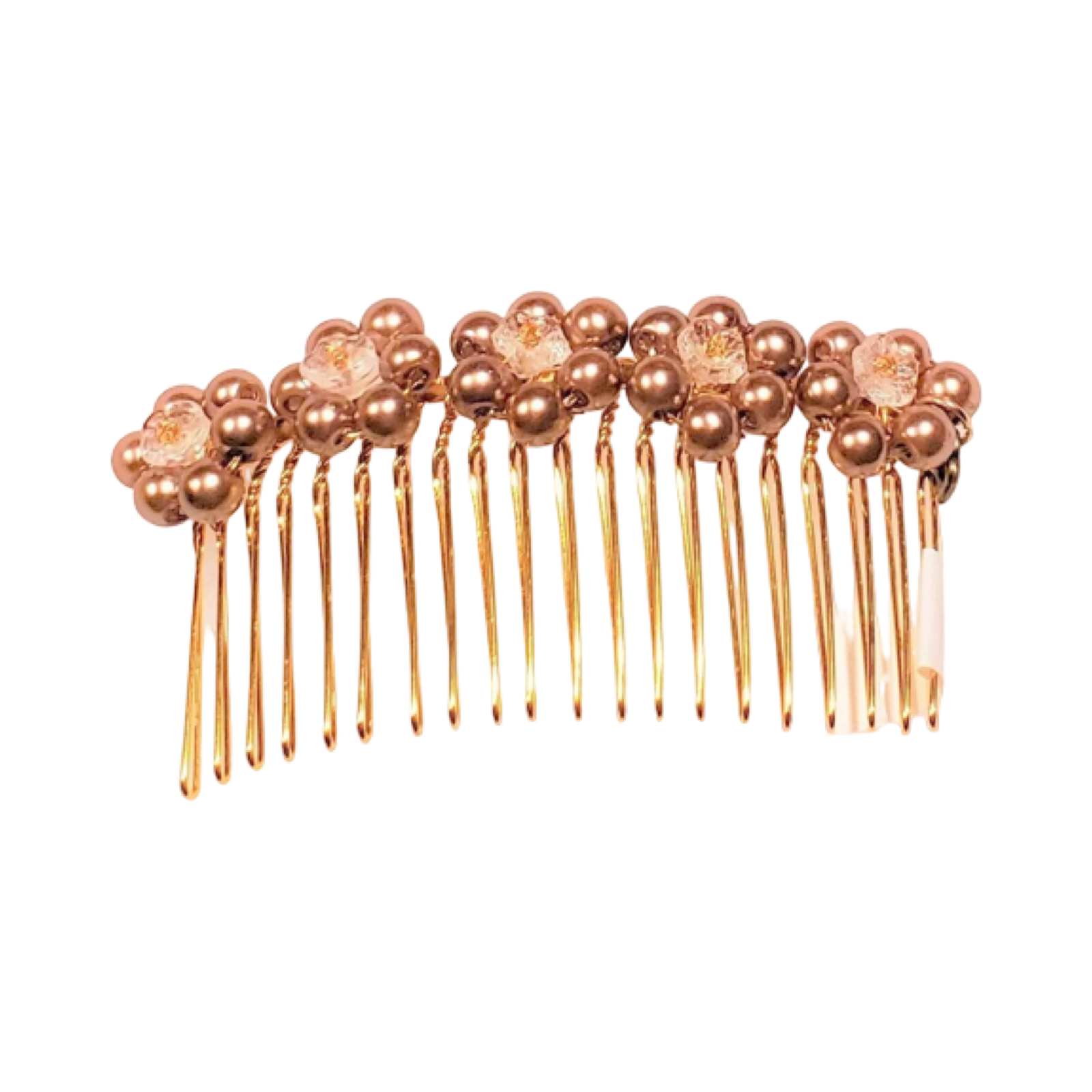 DP-55  BLOSSOM/GLASS BROWN PEARLS WITH CRYSTAL FLOWERS
