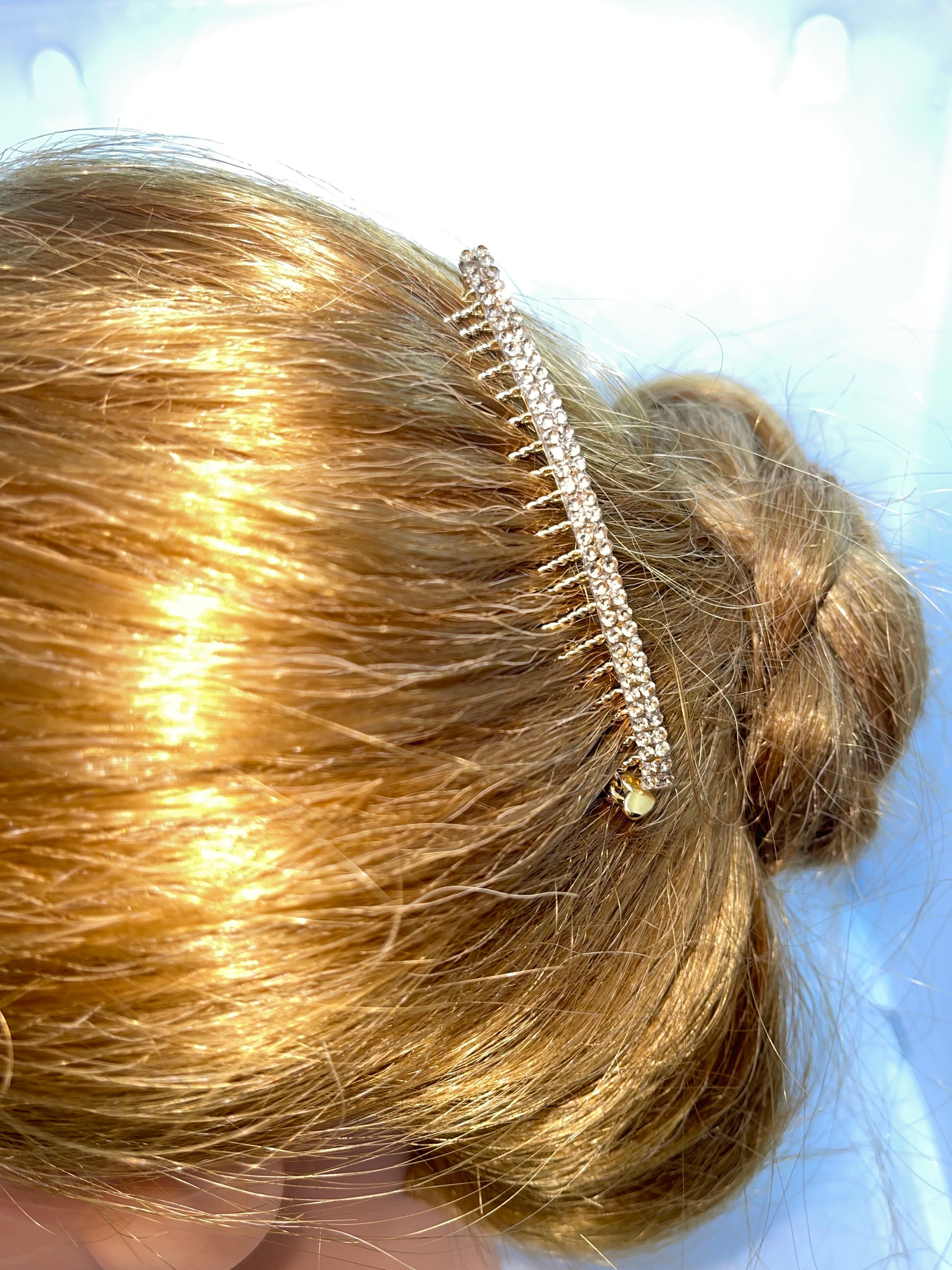 DP-248 DELICATE NOVA | TWO LINES OF TINY BROWN GLASS DIAMONDS IN GOLD METAL