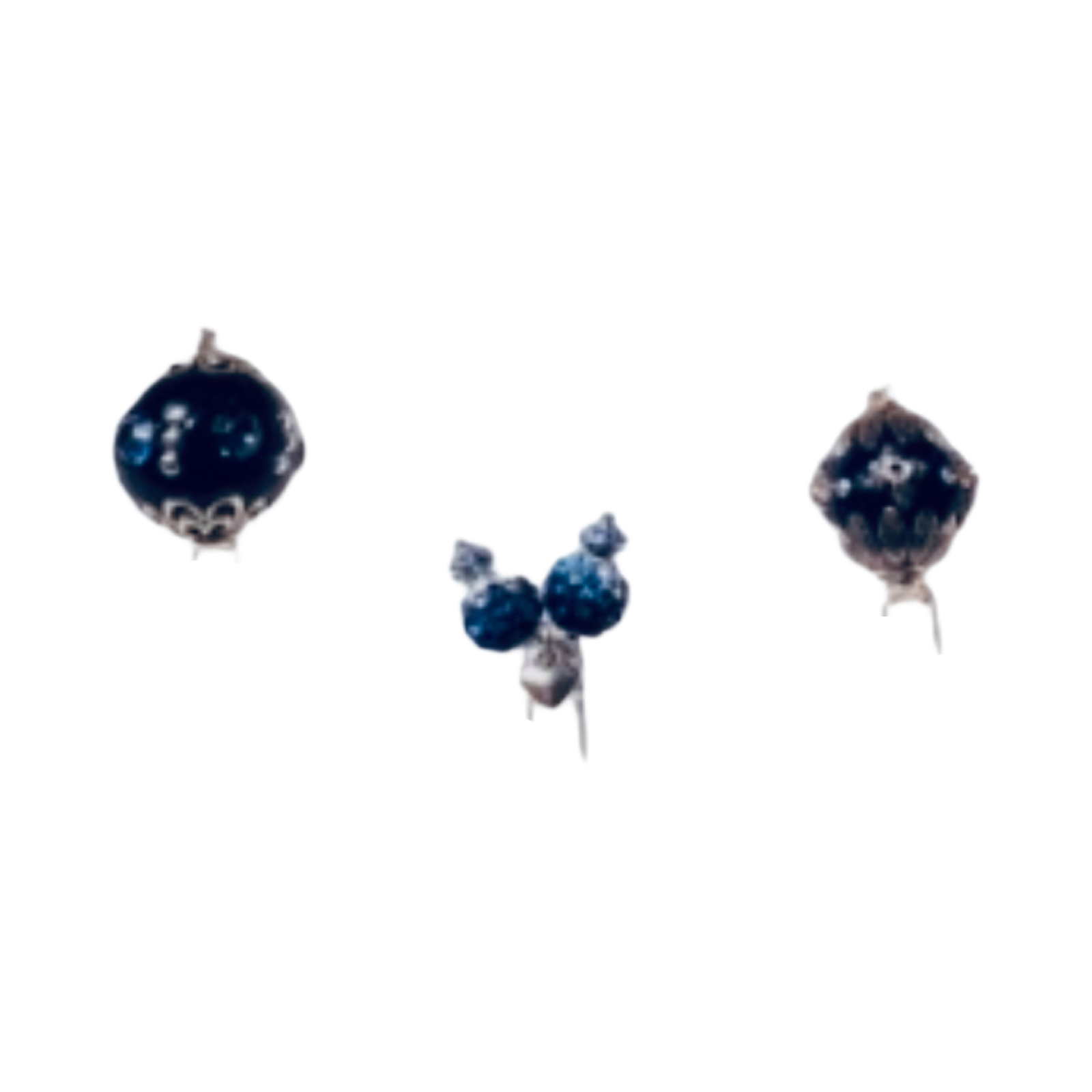 DP-106   ORIENTE 2/BLUE GLASS BEADS-WITH SILVER METAL-GLASS DIAMONDS AND GLASS BLUE DIAMONDS
