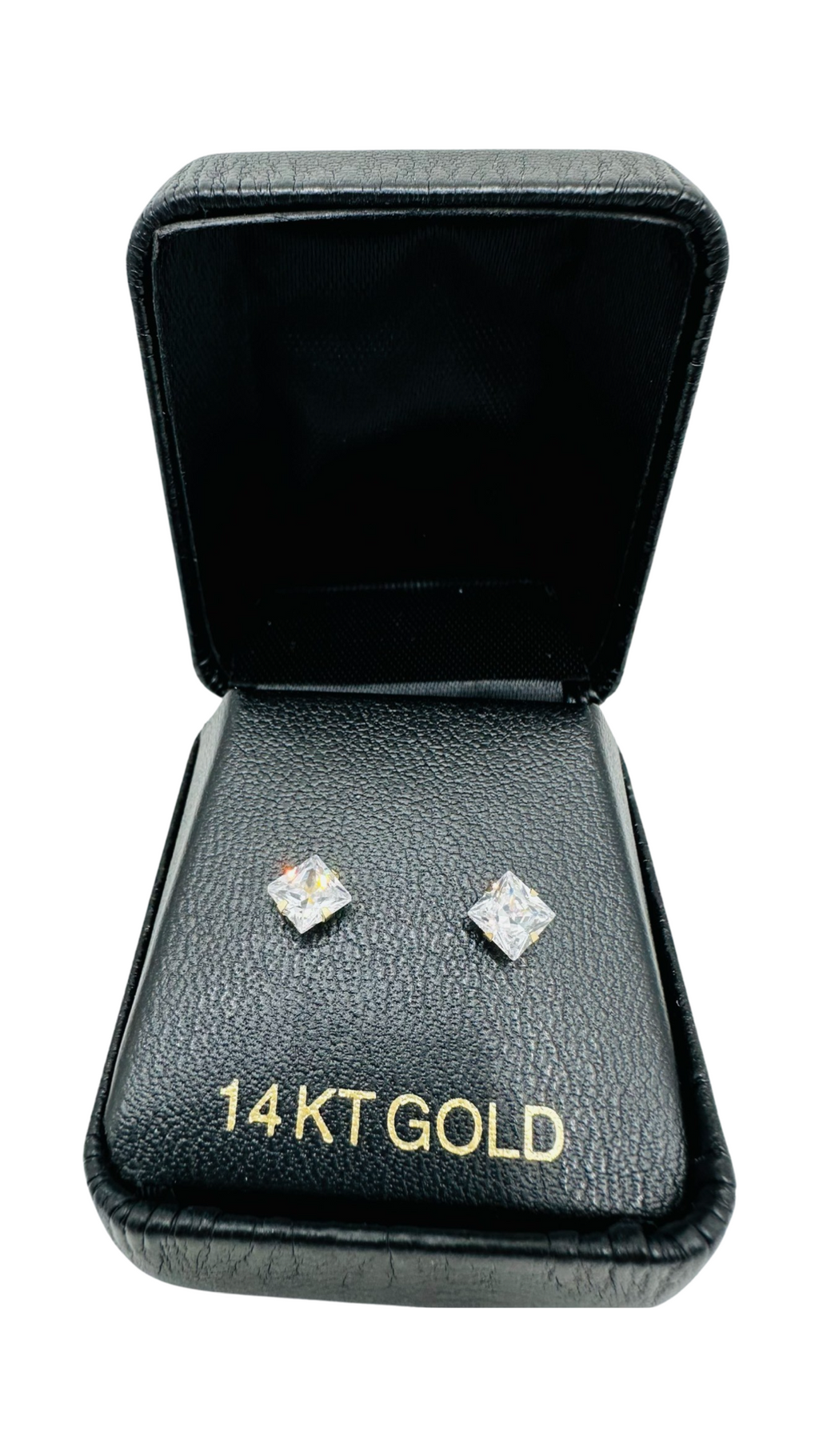 DP-301  14K Gold 5MM Smoky Quartz Cubic Zirconia Stud
