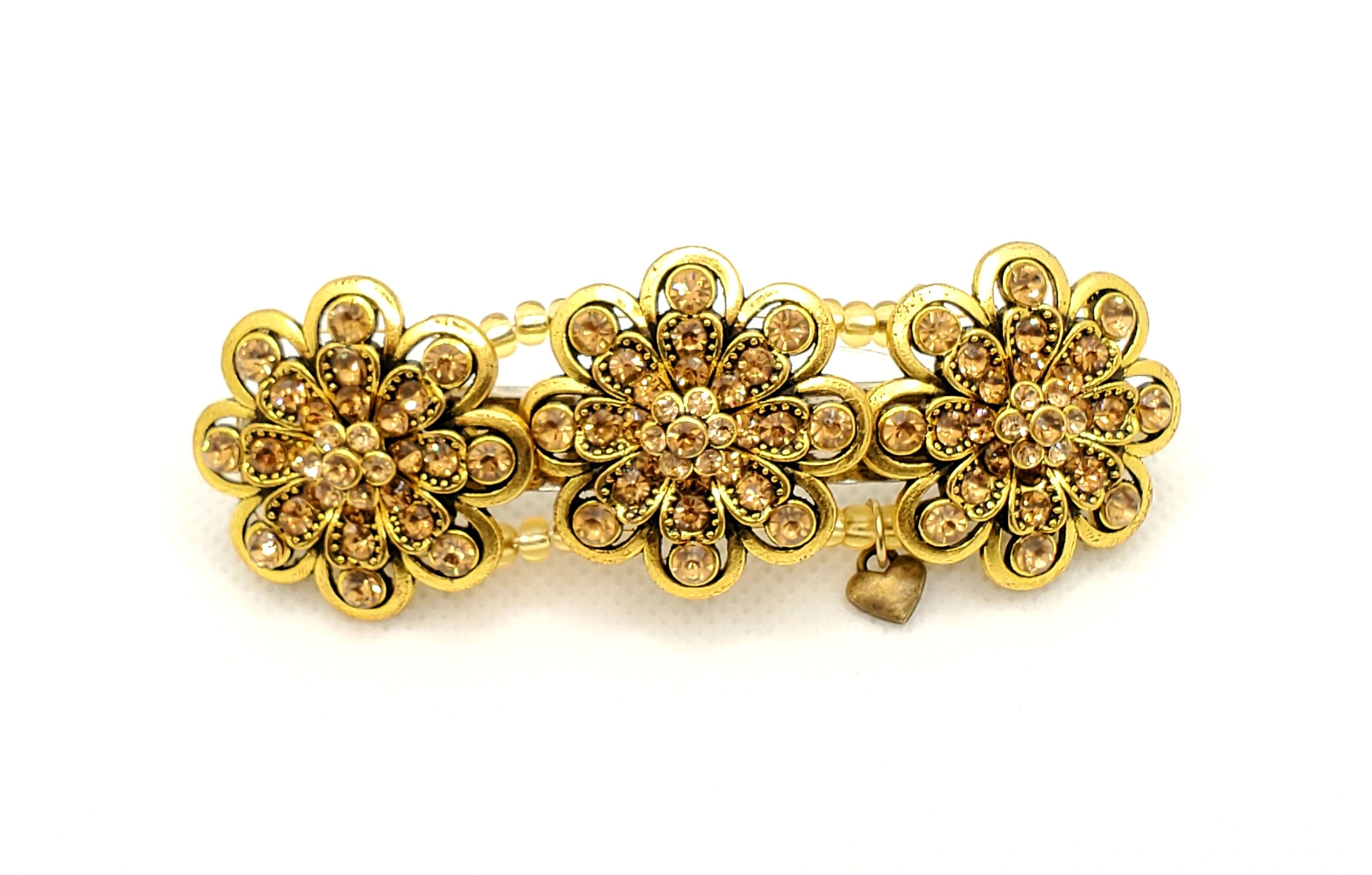 DP-164  ILUSION 2/ GOLDEN FLOWERS METAL W/GOLDEN BEADS