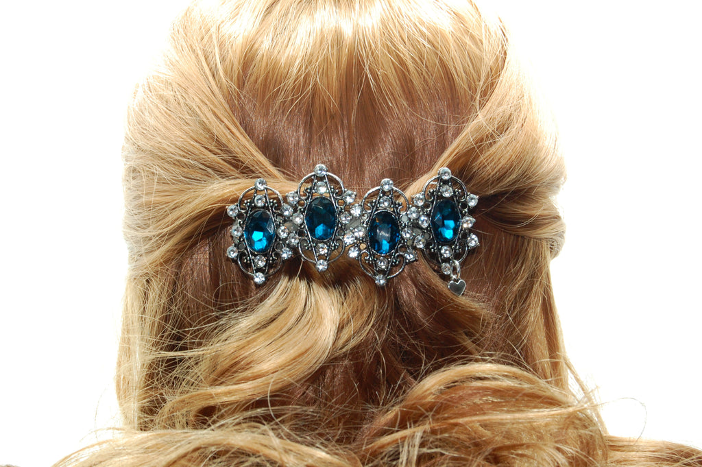 DP-181  RELUCIENTE 2 | SILVER METAL-GLASS DIAMONDS- TURQUOISE BEADS