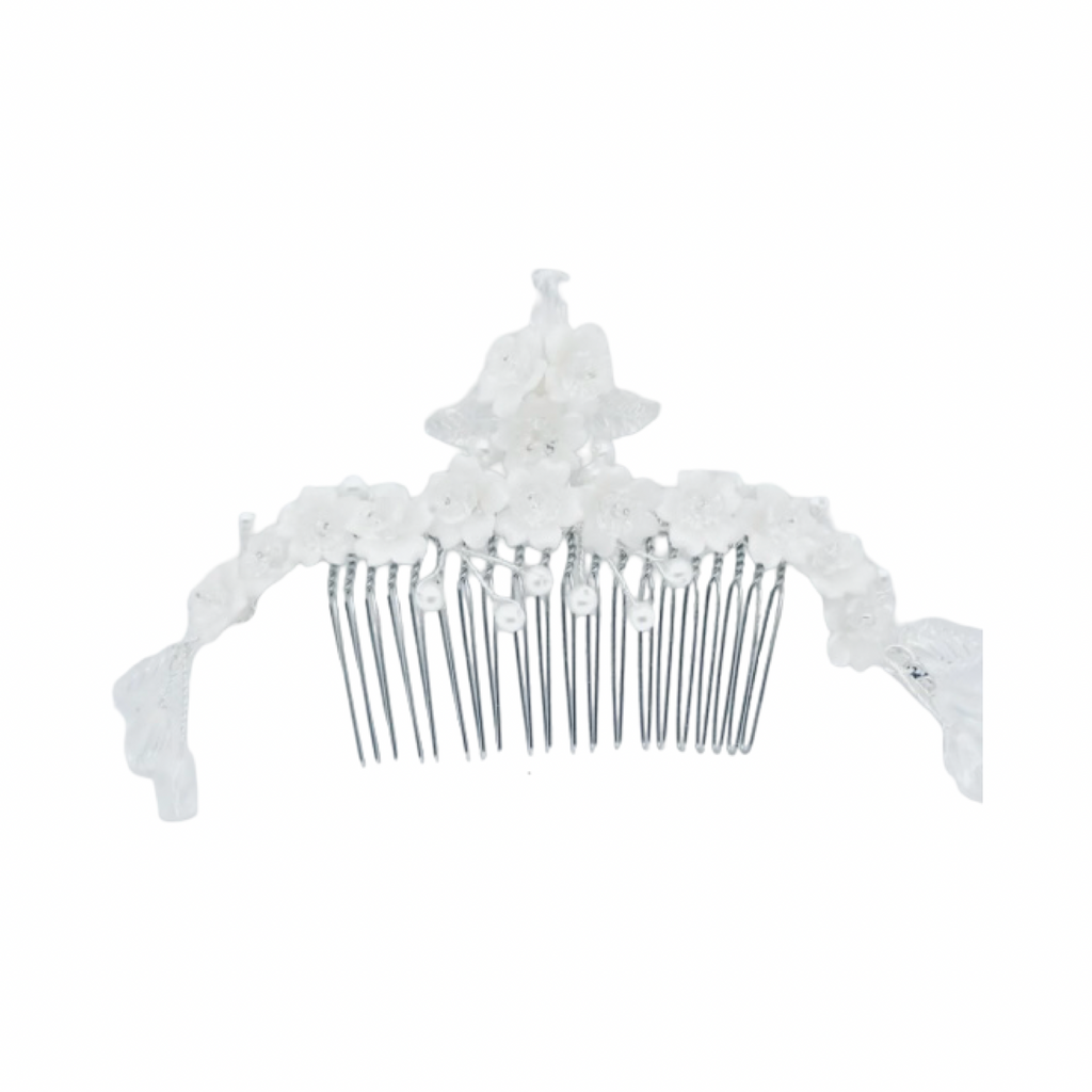 DP-200 CRYSTAL BEAUTY | CRYSTAL FLOWERS,WHITE GLASS PEARLS,GLASS LEAVES & BEADS- EXCLUSIVE